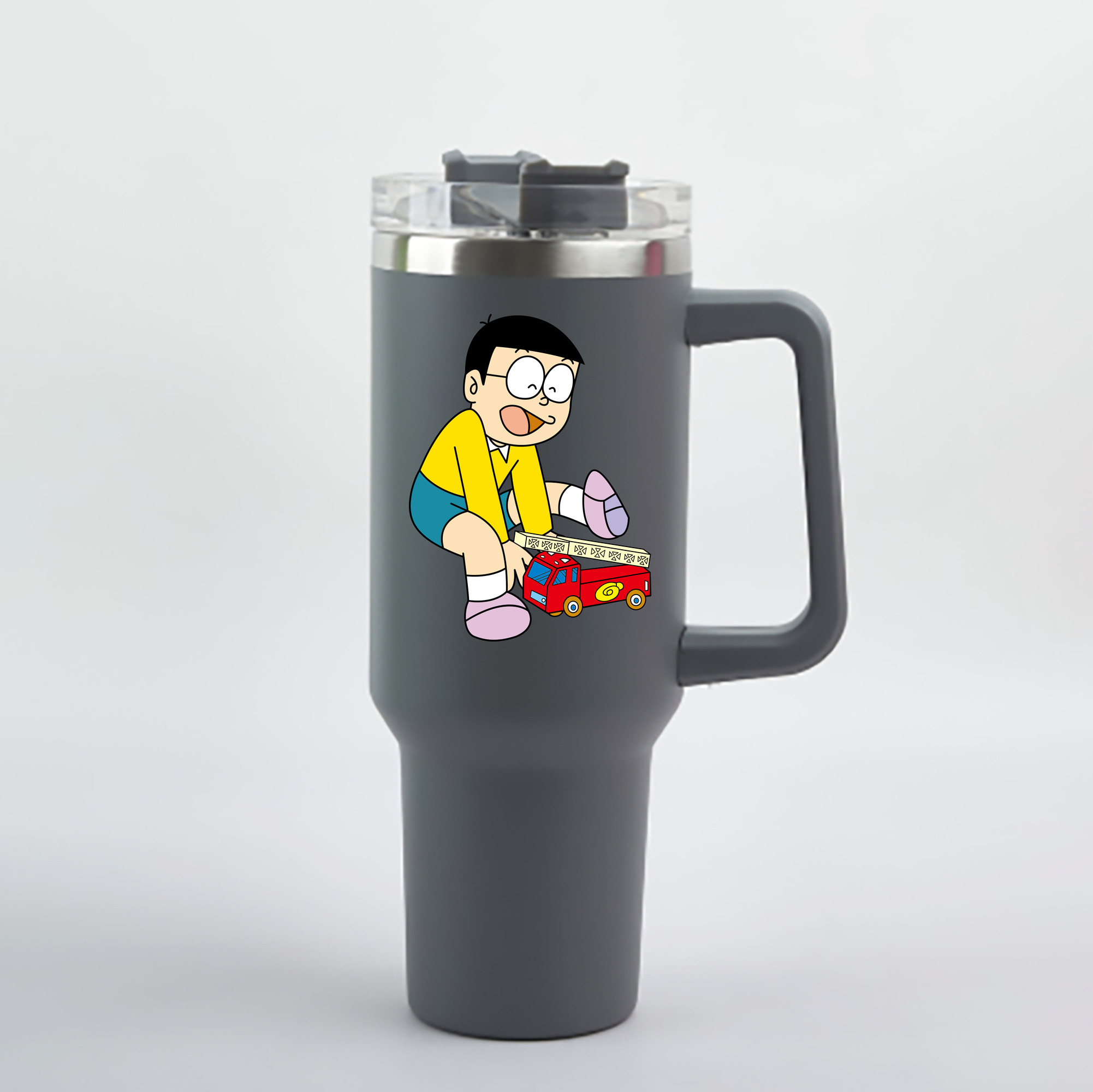 （画像用） ドラえもん 野比 のび太 Doraemon Nobita Nobi 1200mL車用タンブラー - クリスタルステッカー（プラスチックストロー付き）