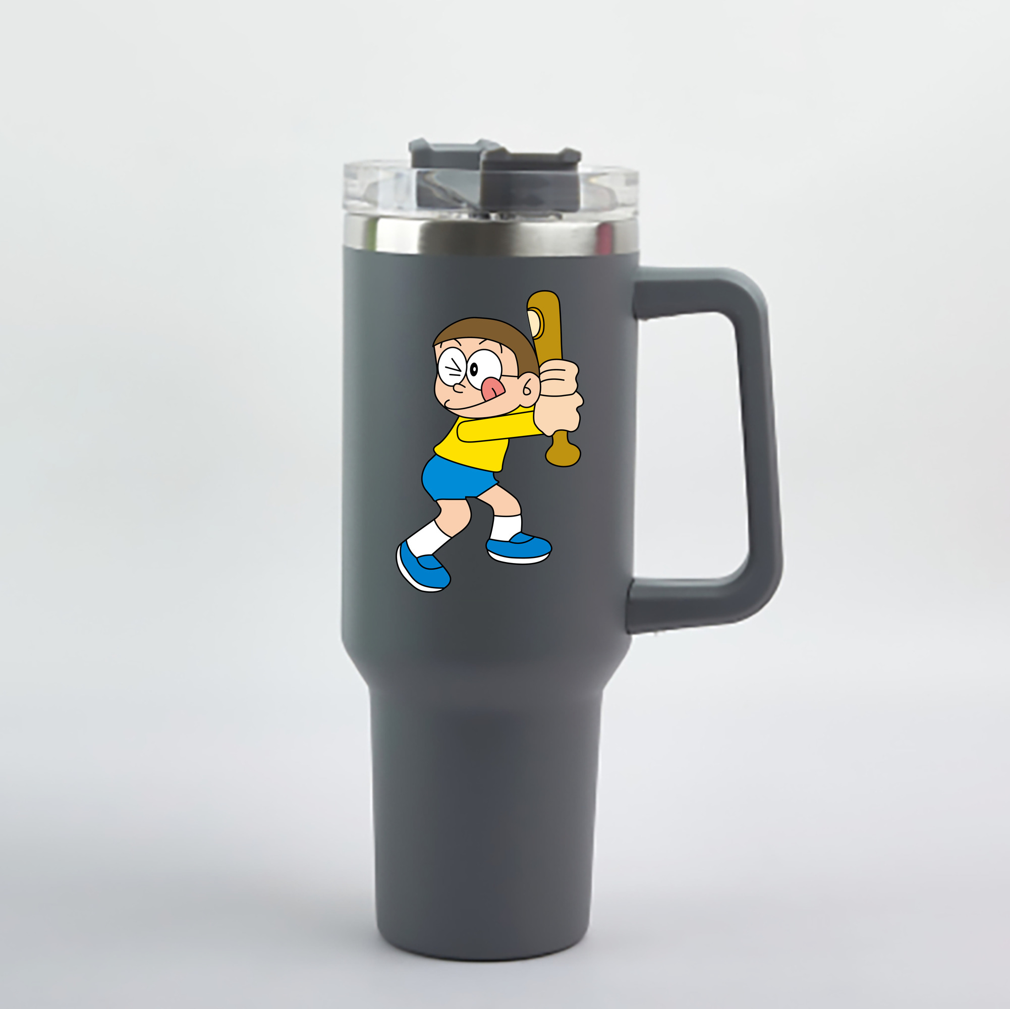 （画像用） ドラえもん 野比 のび太 Doraemon Nobita Nobi 1200mL車用タンブラー - クリスタルステッカー（プラスチックストロー付き）