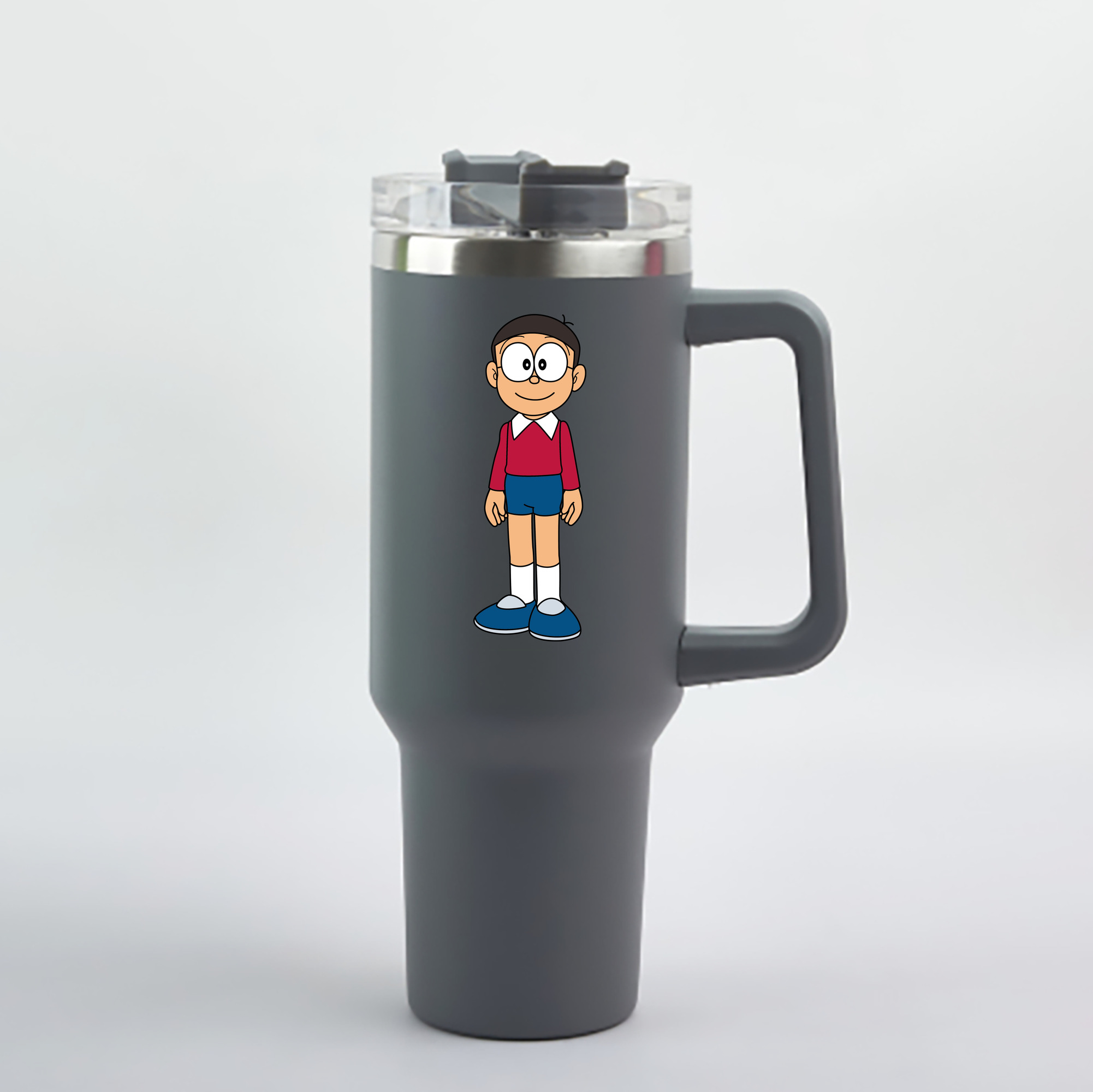 （画像用） ドラえもん 野比 のび太 Doraemon Nobita Nobi 1200mL車用タンブラー - クリスタルステッカー（プラスチックストロー付き）