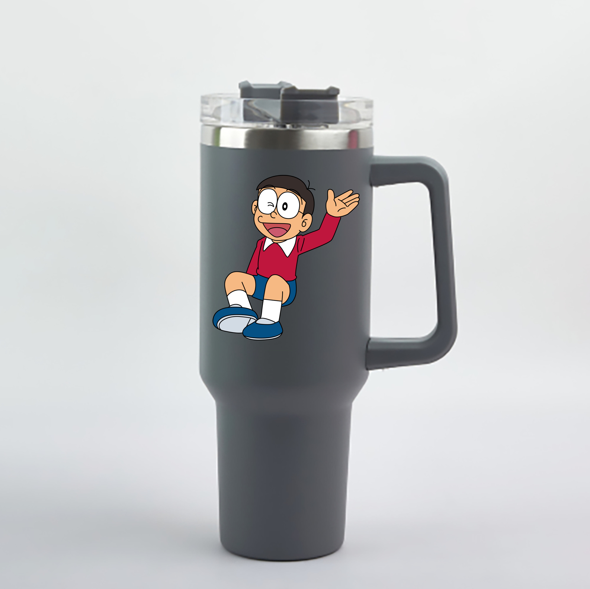 （画像用） ドラえもん 野比 のび太 Doraemon Nobita Nobi 1200mL車用タンブラー - クリスタルステッカー（プラスチックストロー付き）