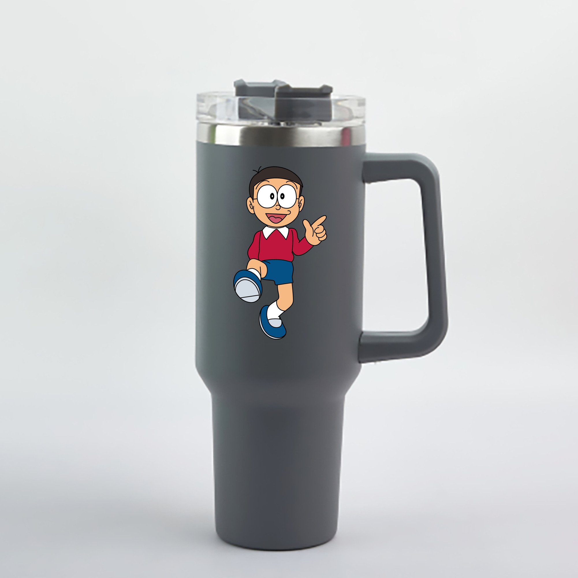 （画像用） ドラえもん 野比 のび太 Doraemon Nobita Nobi 1200mL車用タンブラー - クリスタルステッカー（プラスチックストロー付き）