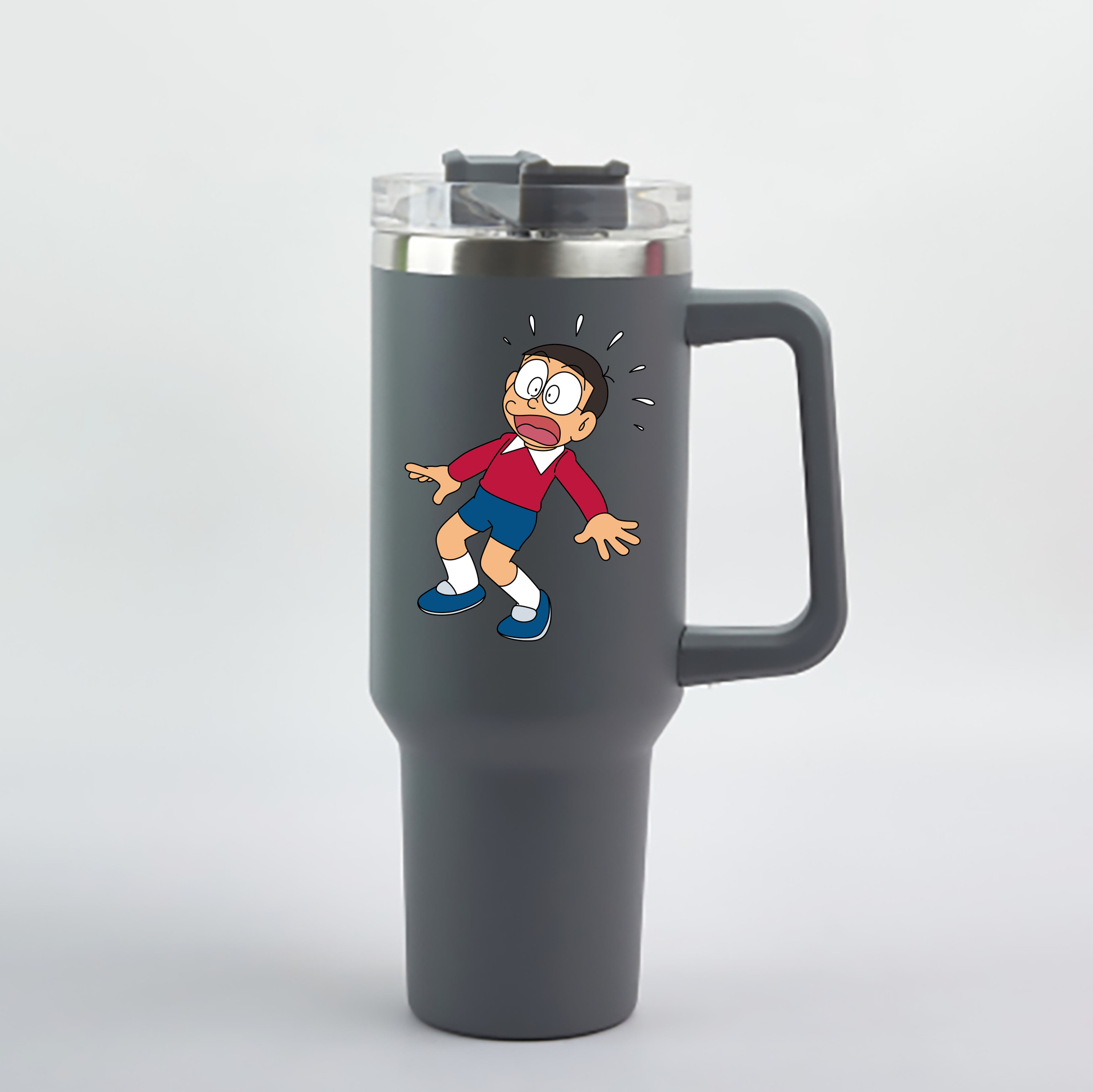 （画像用） ドラえもん 野比 のび太 Doraemon Nobita Nobi 1200mL車用タンブラー - クリスタルステッカー（プラスチックストロー付き）