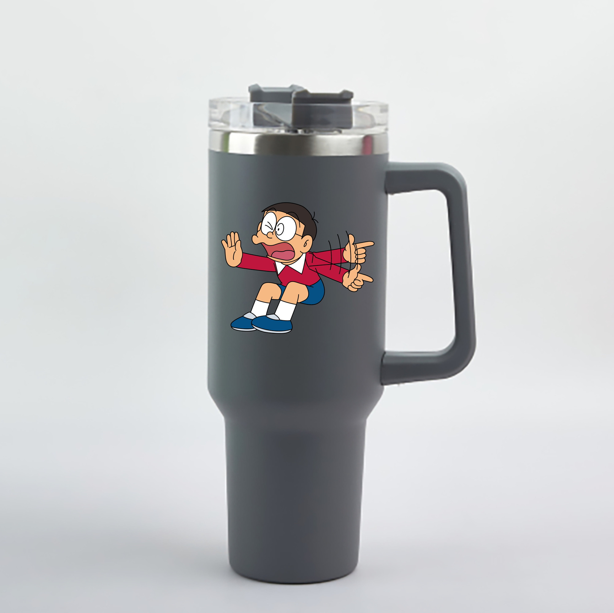（画像用） ドラえもん 野比 のび太 Doraemon Nobita Nobi 1200mL車用タンブラー - クリスタルステッカー（プラスチックストロー付き）