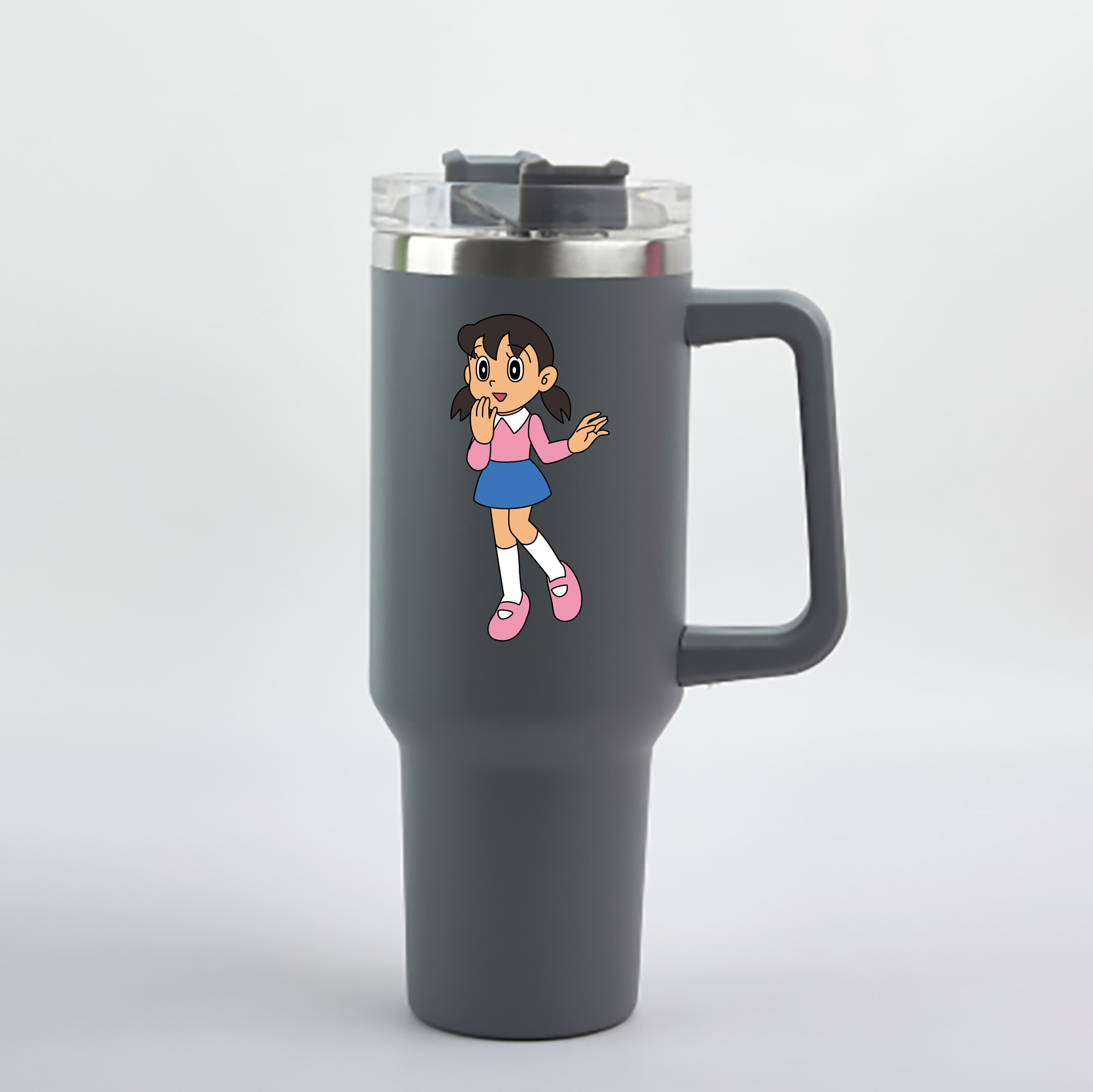（画像用） ドラえもん みなもと しずか Doraemon Shizuka Minamoto 1200mL車用タンブラー - クリスタルステッカー（プラスチックストロー付き）