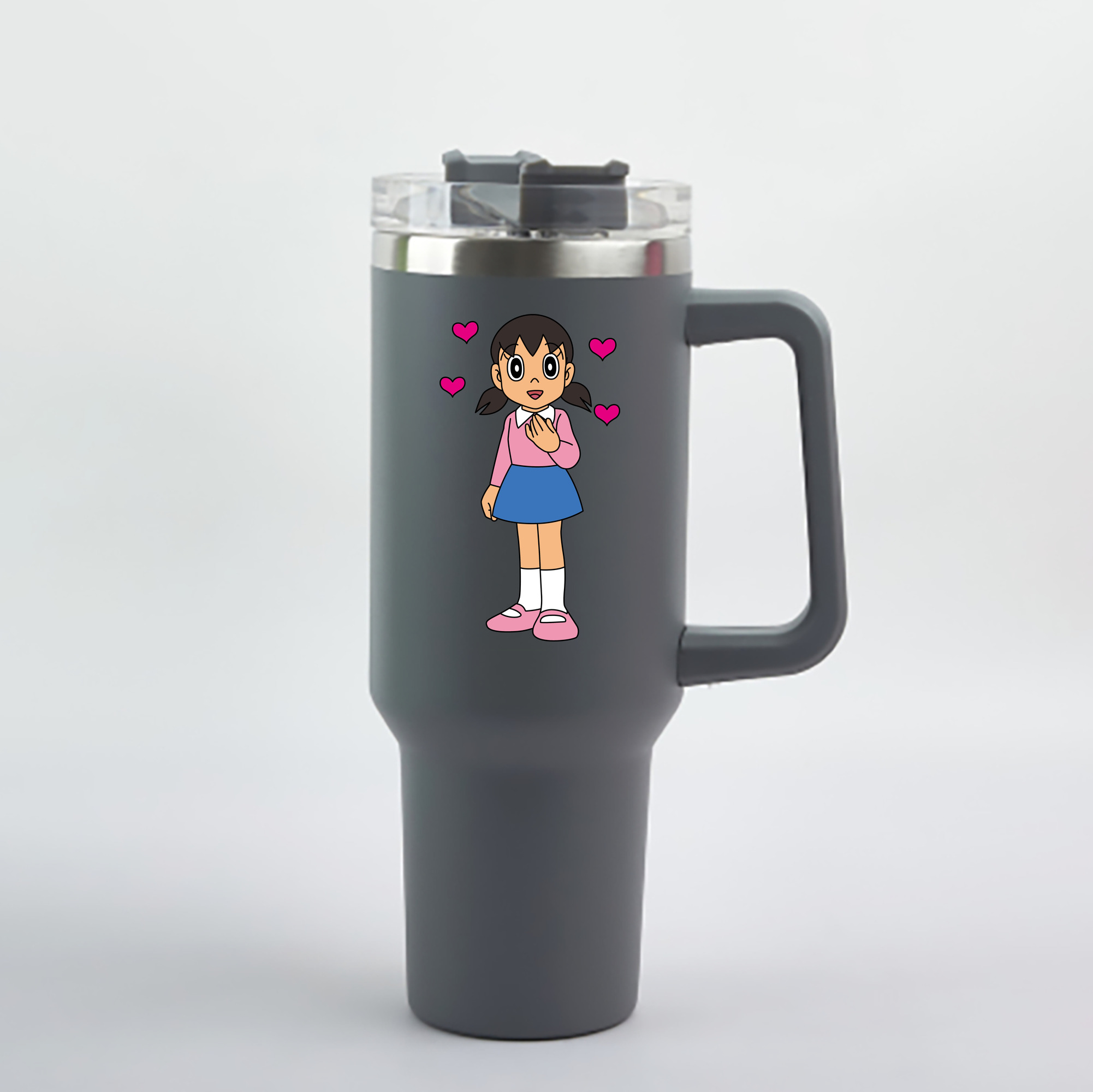 （画像用） ドラえもん みなもと しずか Doraemon Shizuka Minamoto 1200mL車用タンブラー - クリスタルステッカー（プラスチックストロー付き）