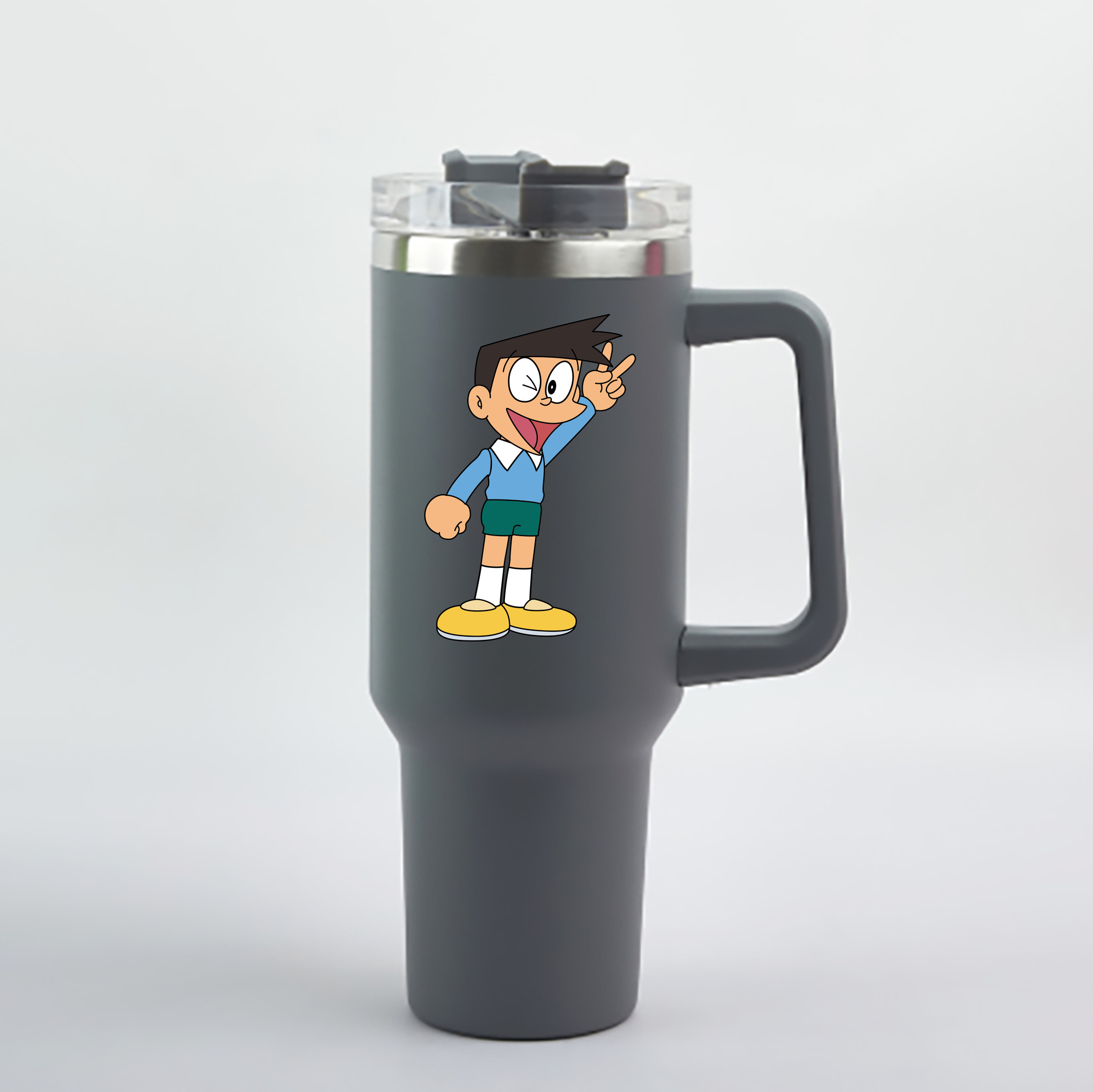 （画像用） ドラえもん 骨川 スネ夫 Doraemon Honekawa Suneo 1200mL車用タンブラー - クリスタルステッカー（プラスチックストロー付き）