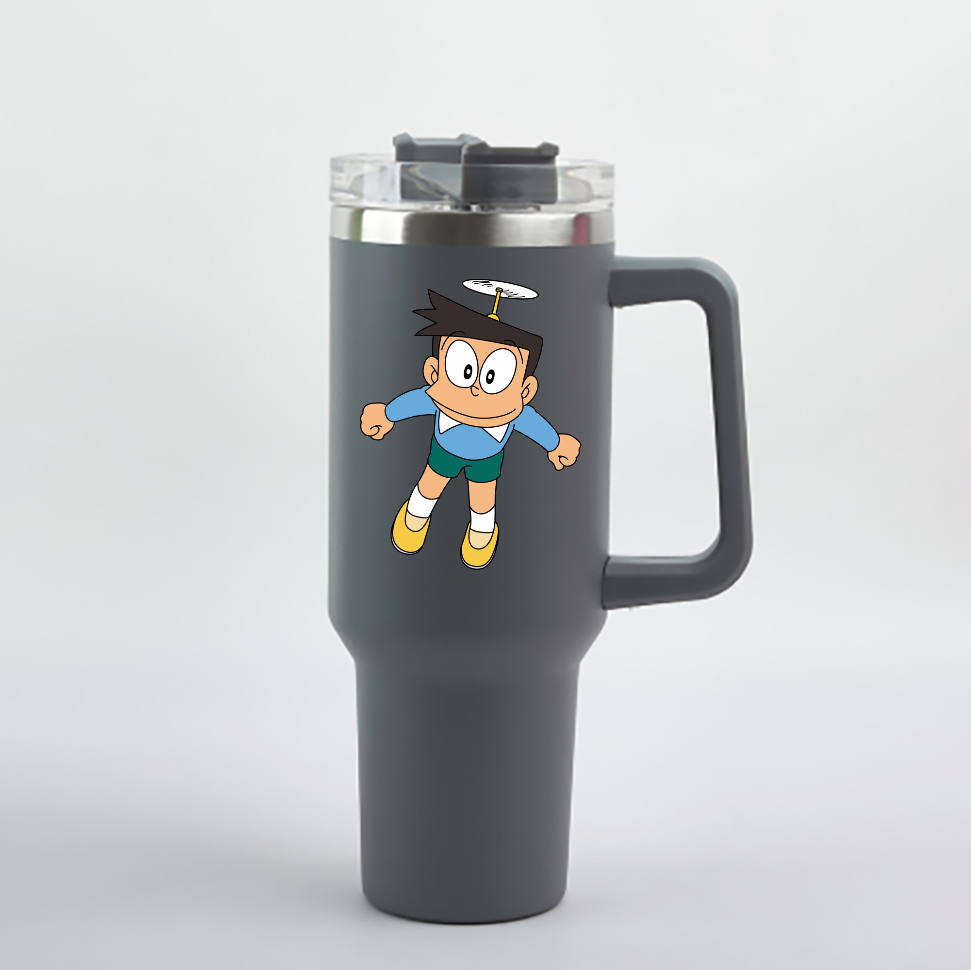 （画像用） ドラえもん 骨川 スネ夫 Doraemon Honekawa Suneo 1200mL車用タンブラー - クリスタルステッカー（プラスチックストロー付き）