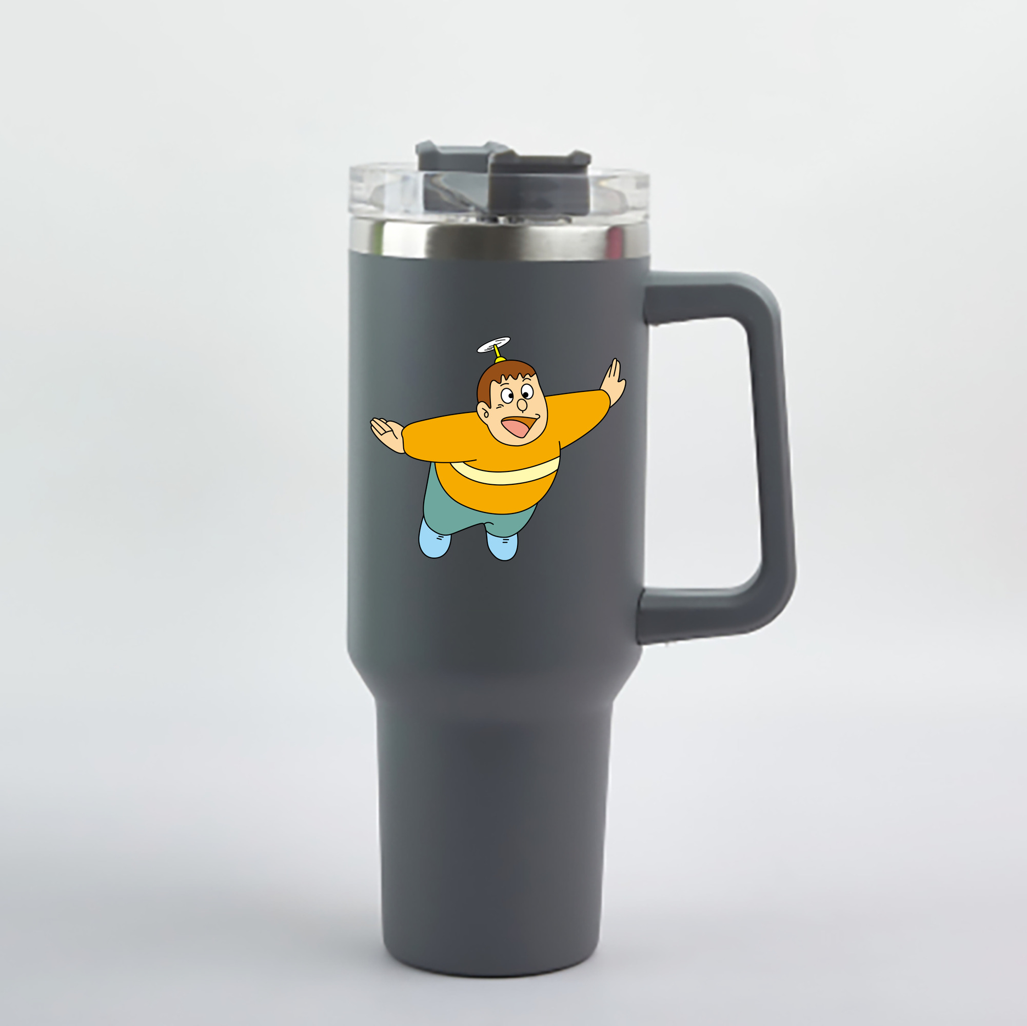 （画像用） ドラえもん 剛田武 Doraemon Gouta Takeshi 1200mL車用タンブラー - クリスタルステッカー（プラスチックストロー付き）