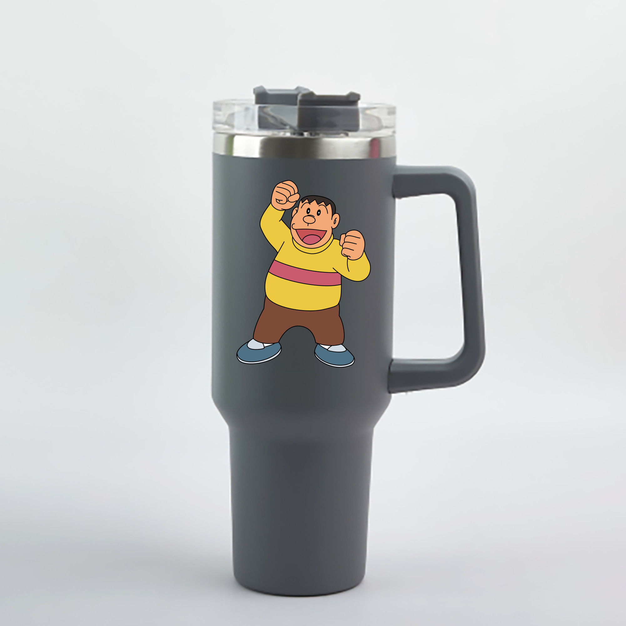 （画像用） ドラえもん 剛田武 Doraemon Gouta Takeshi 1200mL車用タンブラー - クリスタルステッカー（プラスチックストロー付き）