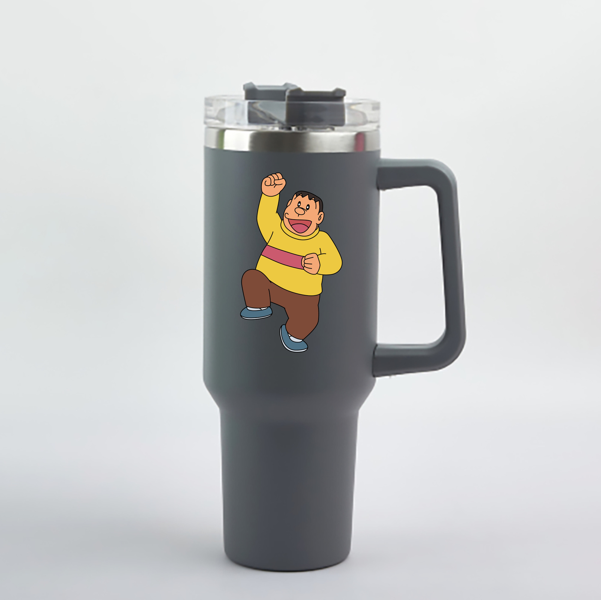 （画像用） ドラえもん 剛田武 Doraemon Gouta Takeshi 1200mL車用タンブラー - クリスタルステッカー（プラスチックストロー付き）