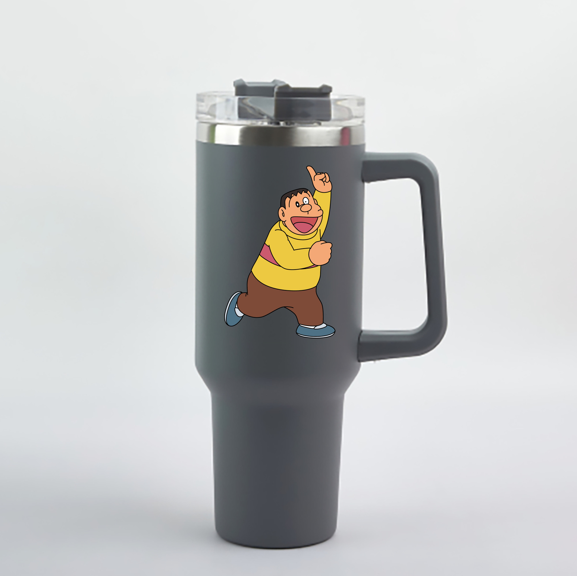 （画像用） ドラえもん 剛田武 Doraemon Gouta Takeshi 1200mL車用タンブラー - クリスタルステッカー（プラスチックストロー付き）