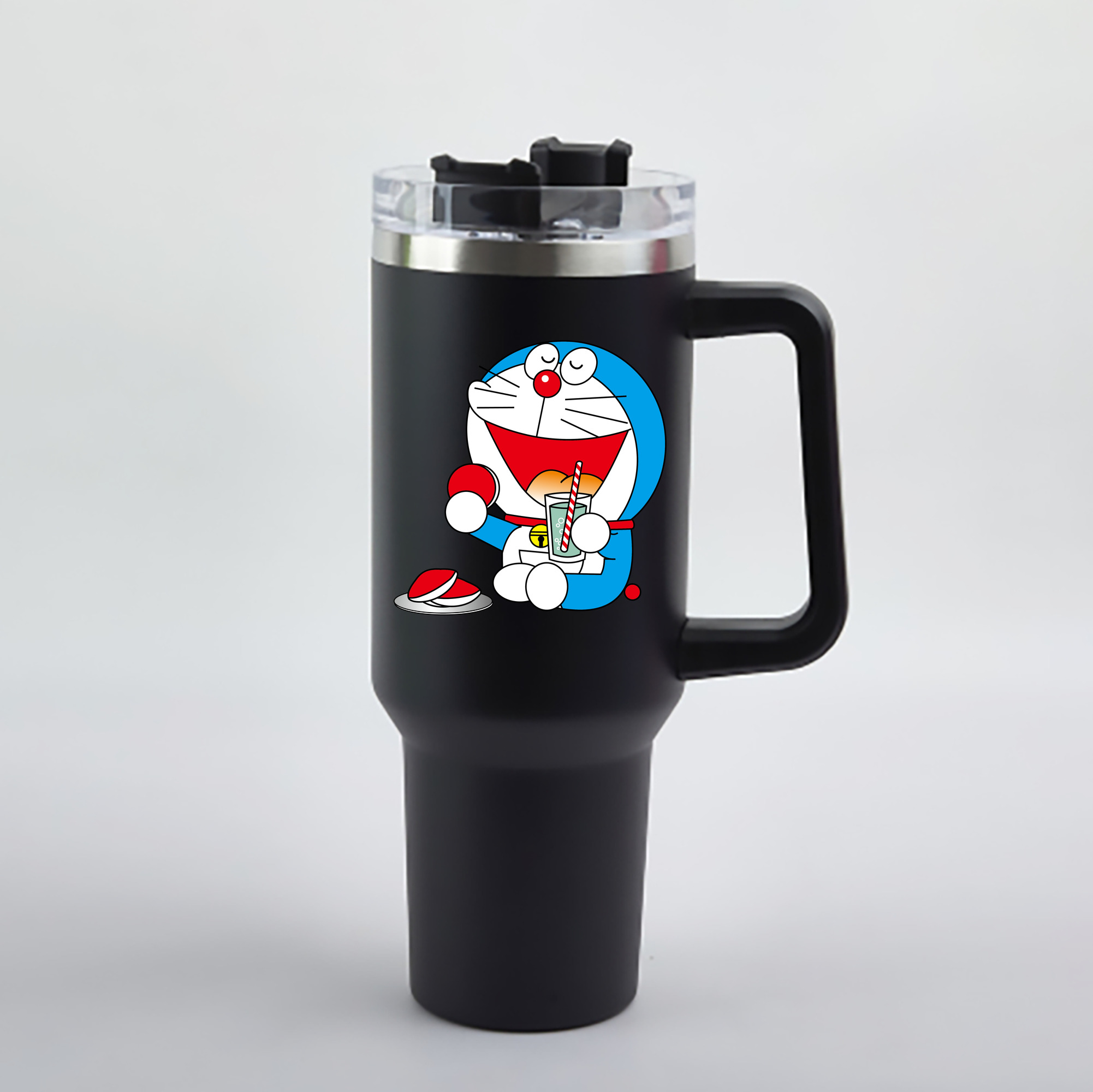 （画像用） ドラえもん Doraemon 1200mL車用タンブラー - クリスタルステッカー（プラスチックストロー付き）