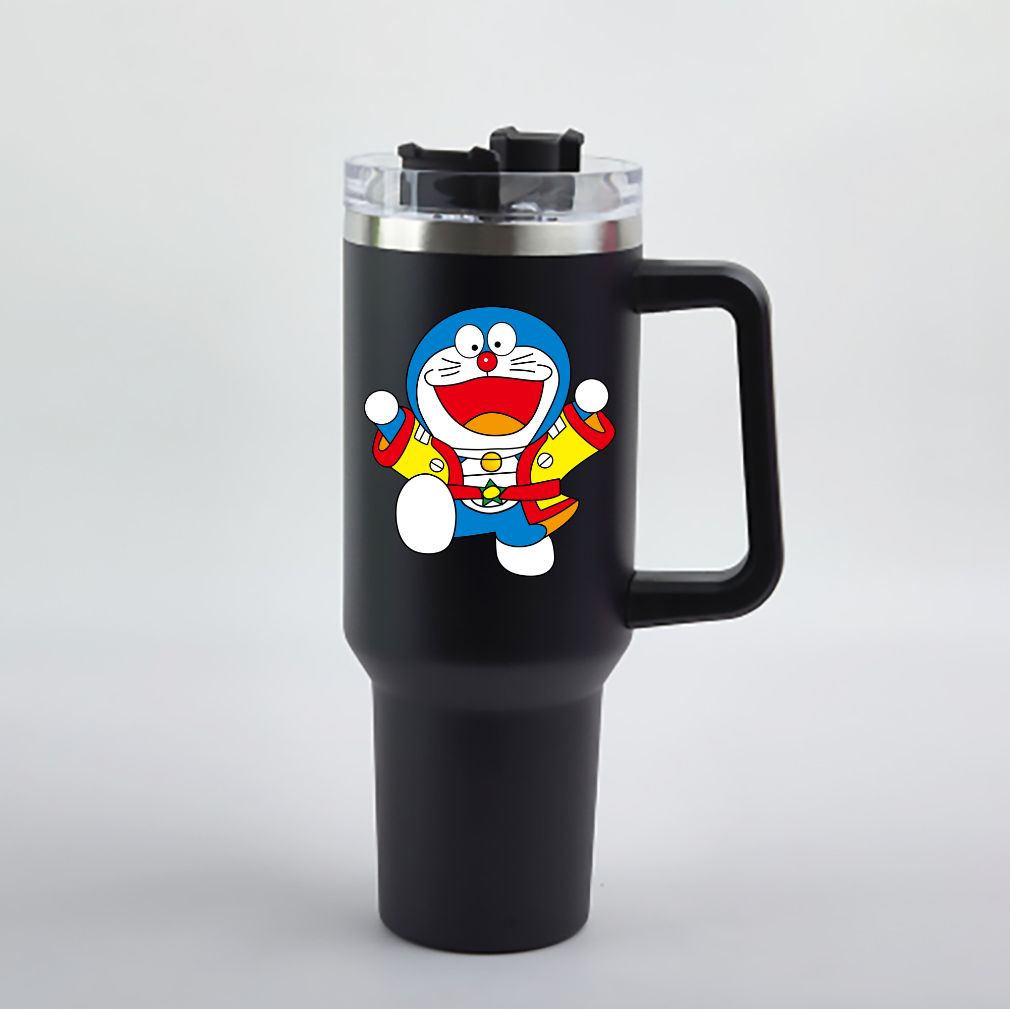 （画像用） ドラえもん Doraemon 1200mL車用タンブラー - クリスタルステッカー（プラスチックストロー付き）