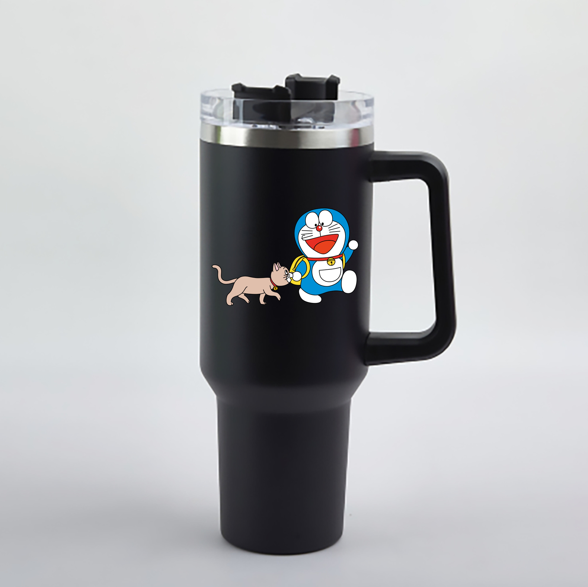 （画像用） ドラえもん Doraemon 1200mL車用タンブラー - クリスタルステッカー（プラスチックストロー付き）