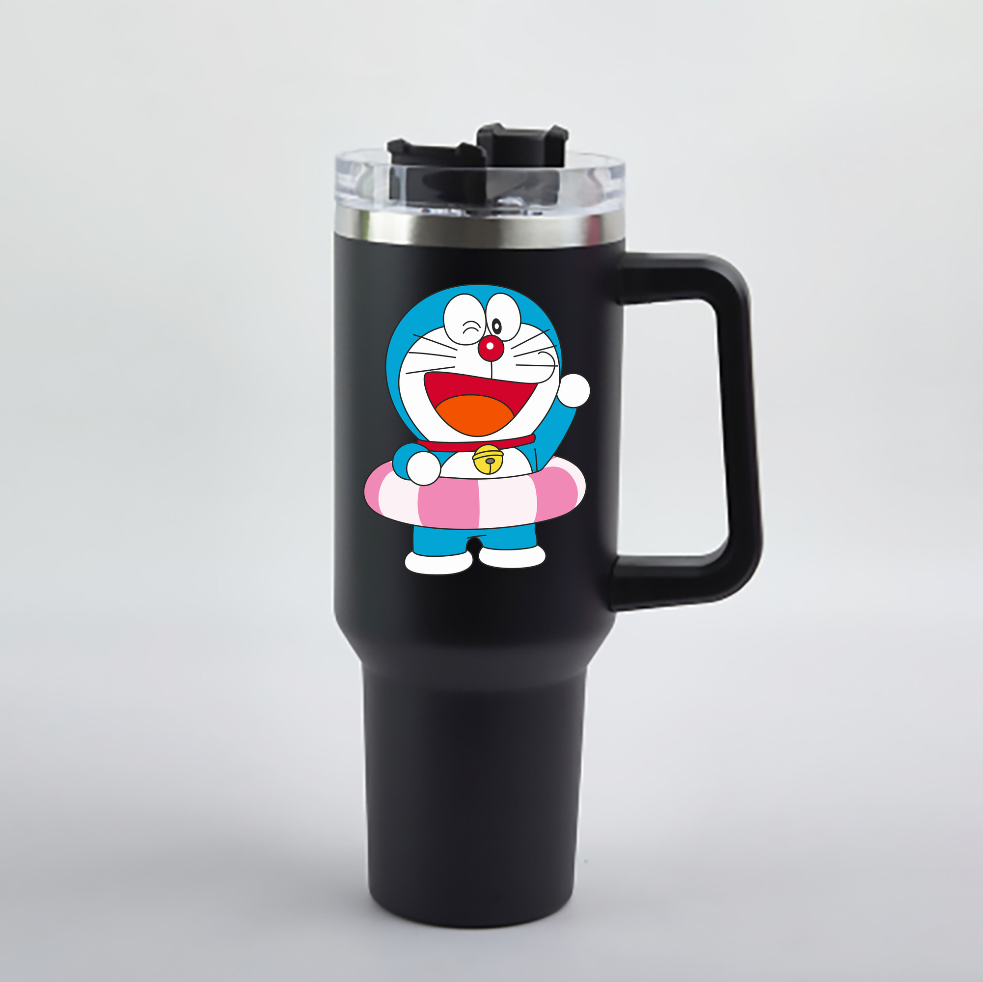 （画像用） ドラえもん Doraemon 1200mL車用タンブラー - クリスタルステッカー（プラスチックストロー付き）