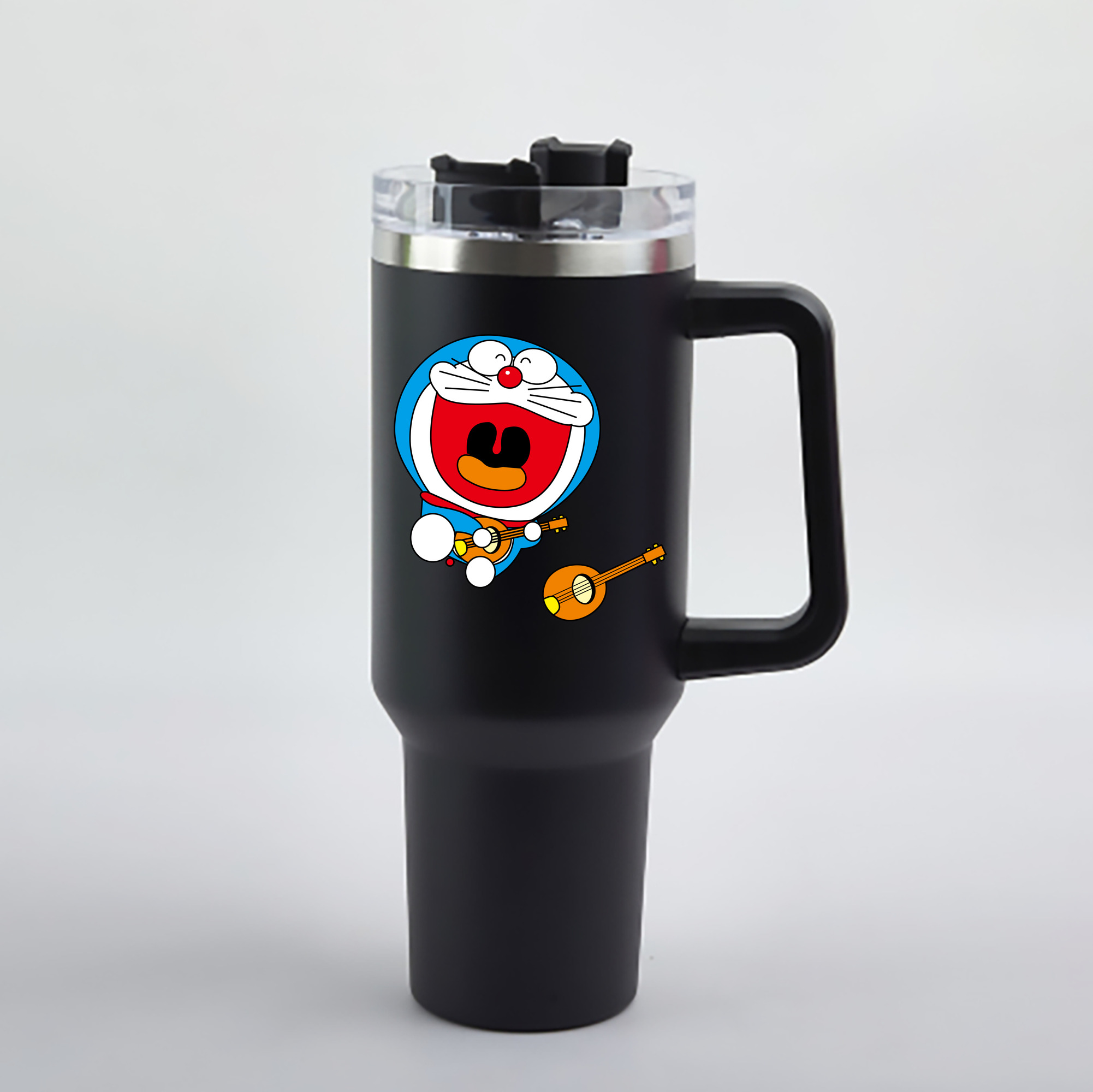 （画像用） ドラえもん Doraemon 1200mL車用タンブラー - クリスタルステッカー（プラスチックストロー付き）