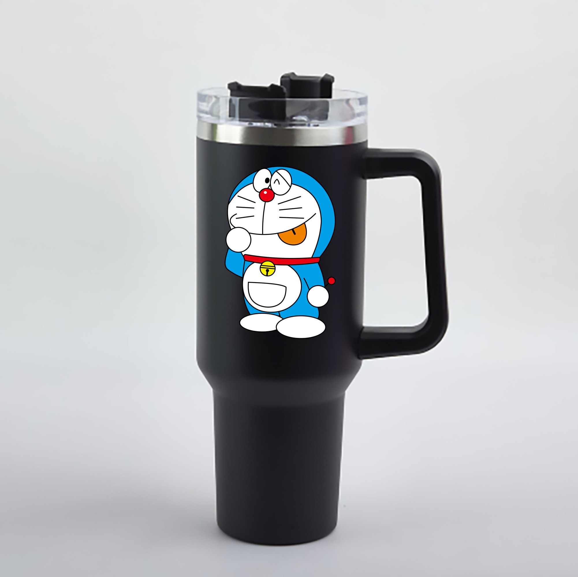 （画像用） ドラえもん Doraemon 1200mL車用タンブラー - クリスタルステッカー（プラスチックストロー付き）