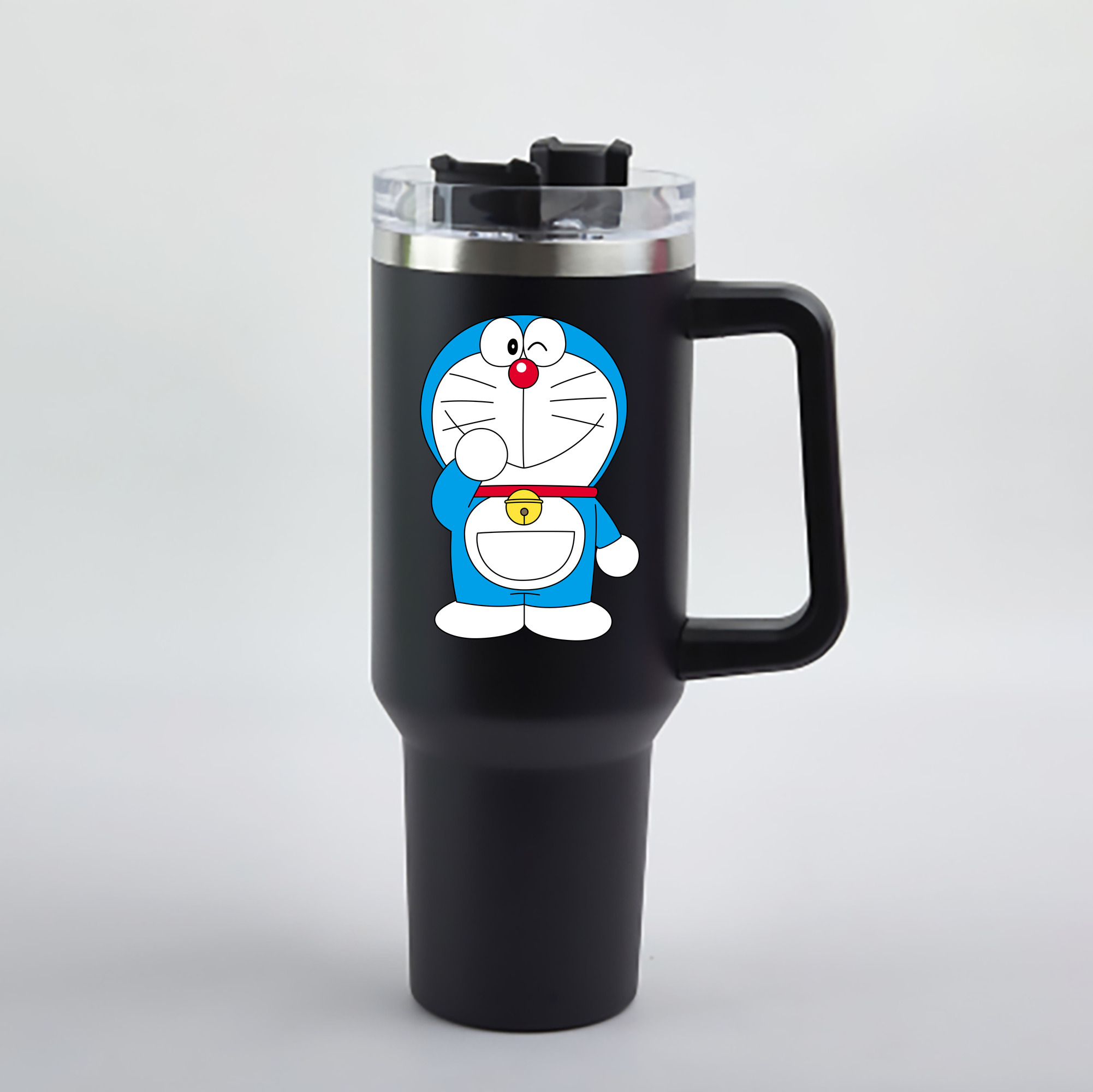 （画像用） ドラえもん Doraemon 1200mL車用タンブラー - クリスタルステッカー（プラスチックストロー付き）
