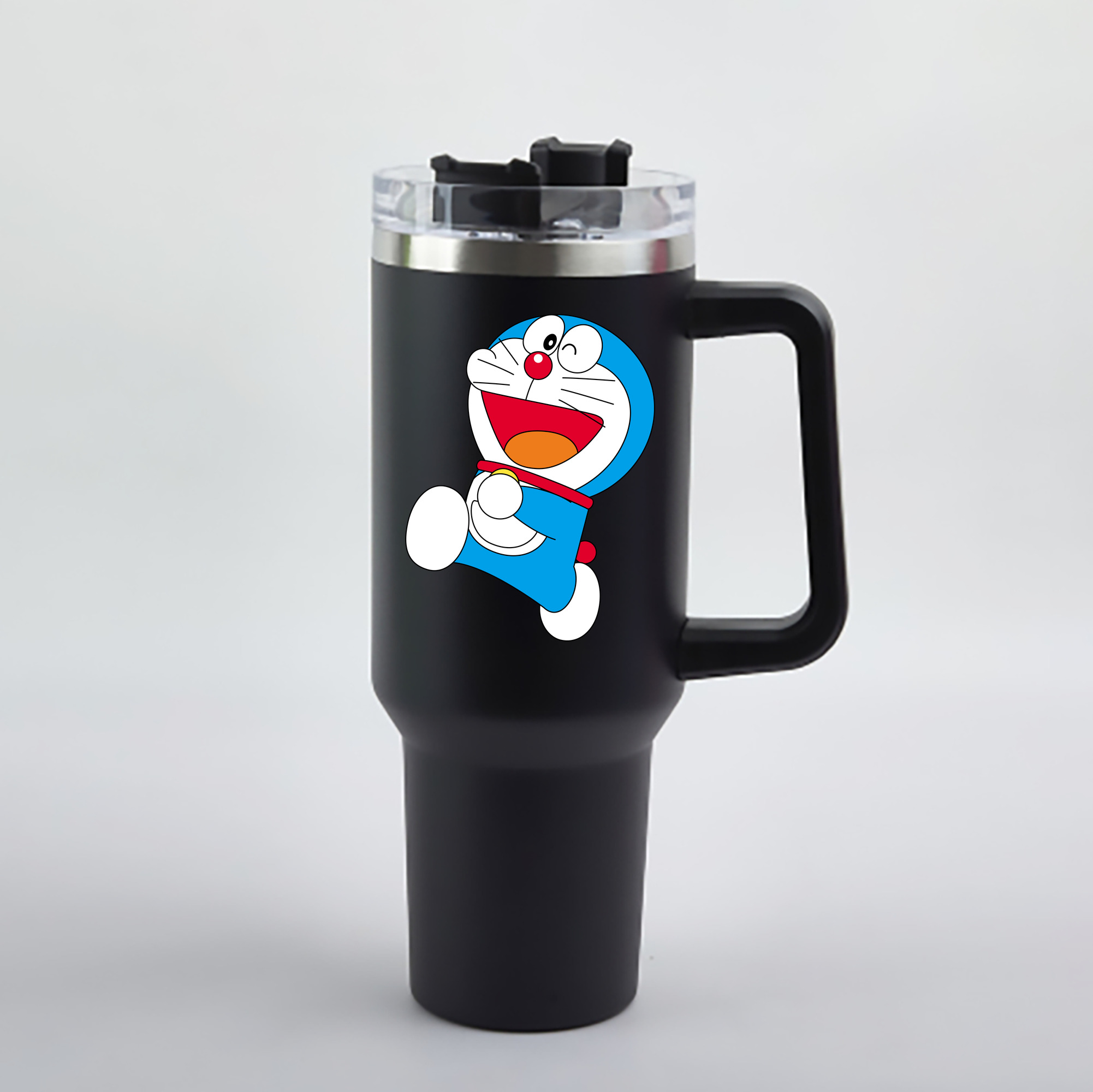 （画像用） ドラえもん Doraemon 1200mL車用タンブラー - クリスタルステッカー（プラスチックストロー付き）