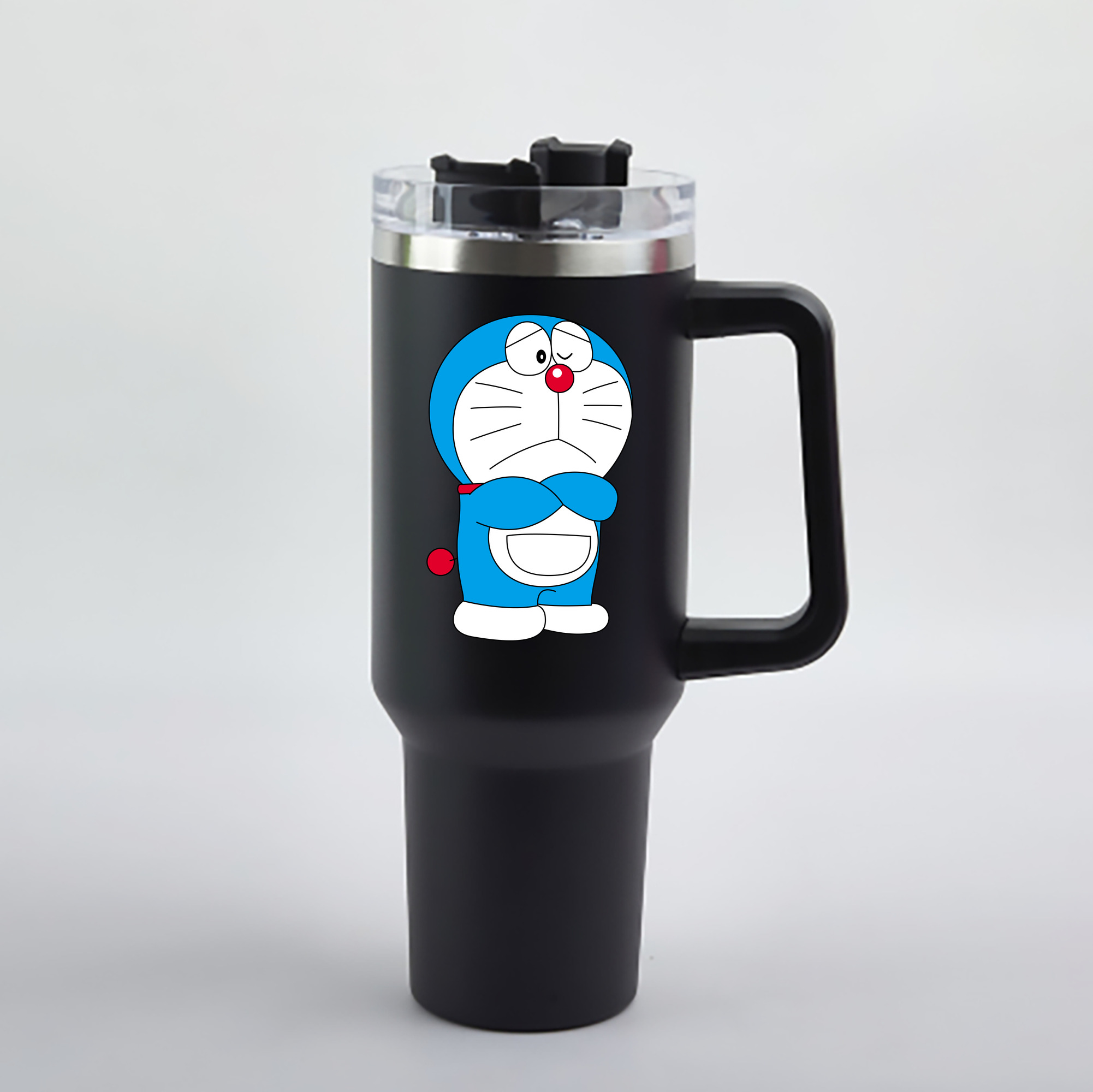 （画像用） ドラえもん Doraemon 1200mL車用タンブラー - クリスタルステッカー（プラスチックストロー付き）