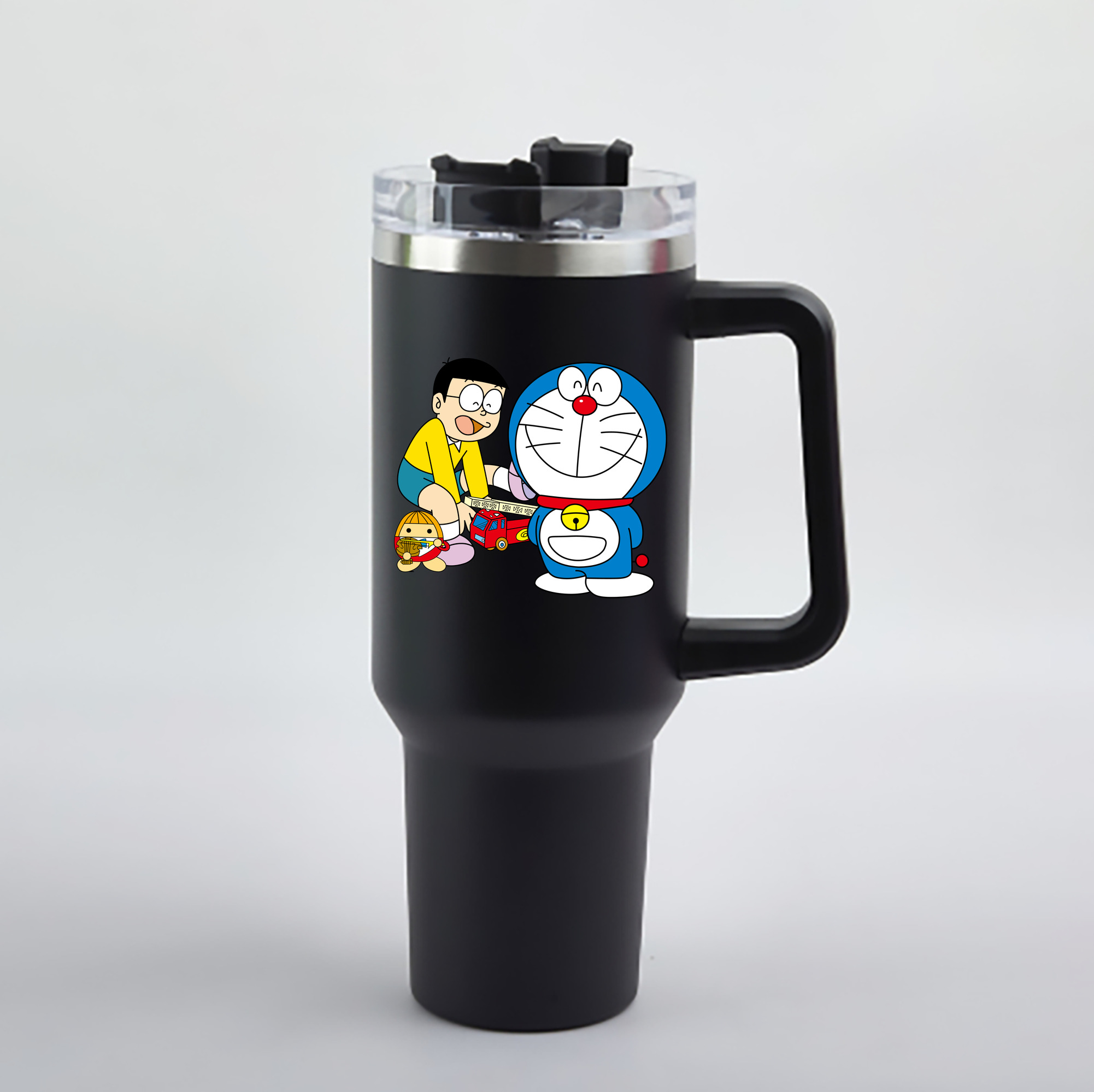 （画像用） ドラえもん Doraemon 1200mL車用タンブラー - クリスタルステッカー（プラスチックストロー付き）