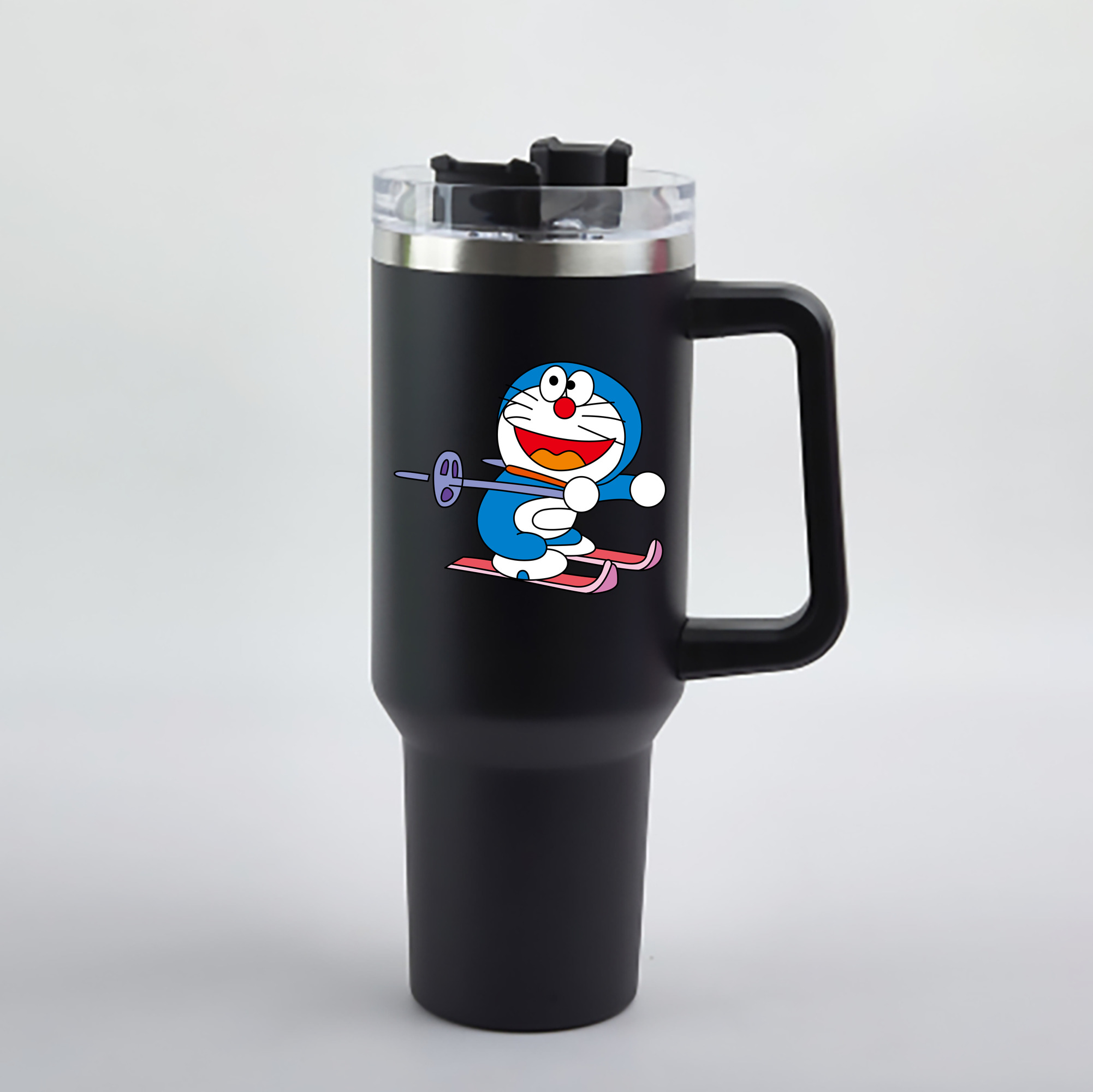 （画像用） ドラえもん Doraemon 1200mL車用タンブラー - クリスタルステッカー（プラスチックストロー付き）