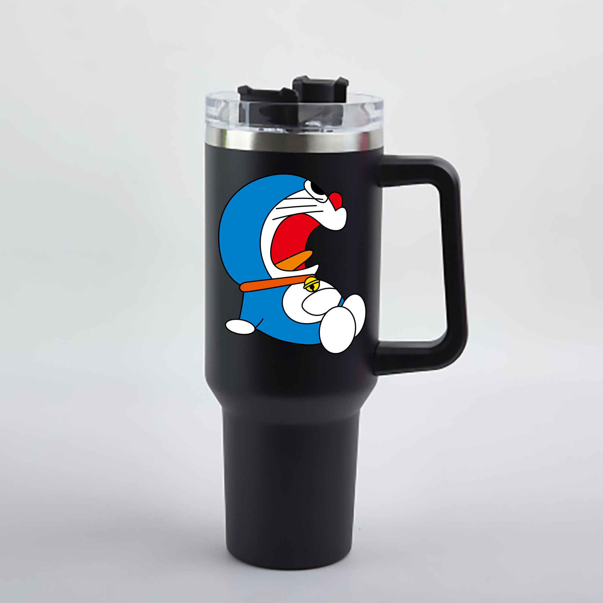 （画像用） ドラえもん Doraemon 1200mL車用タンブラー - クリスタルステッカー（プラスチックストロー付き）