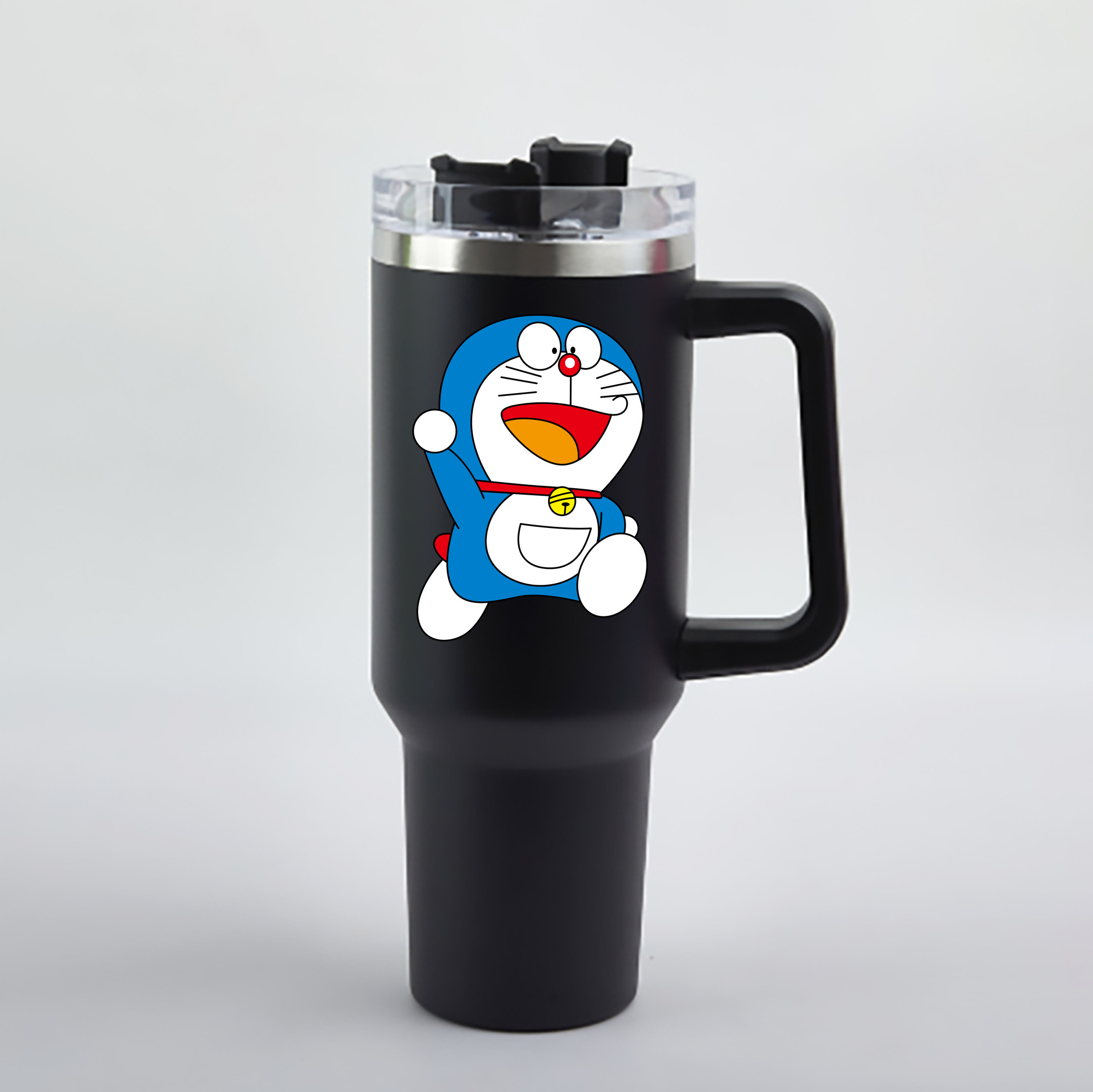 （画像用） ドラえもん Doraemon 1200mL車用タンブラー - クリスタルステッカー（プラスチックストロー付き）