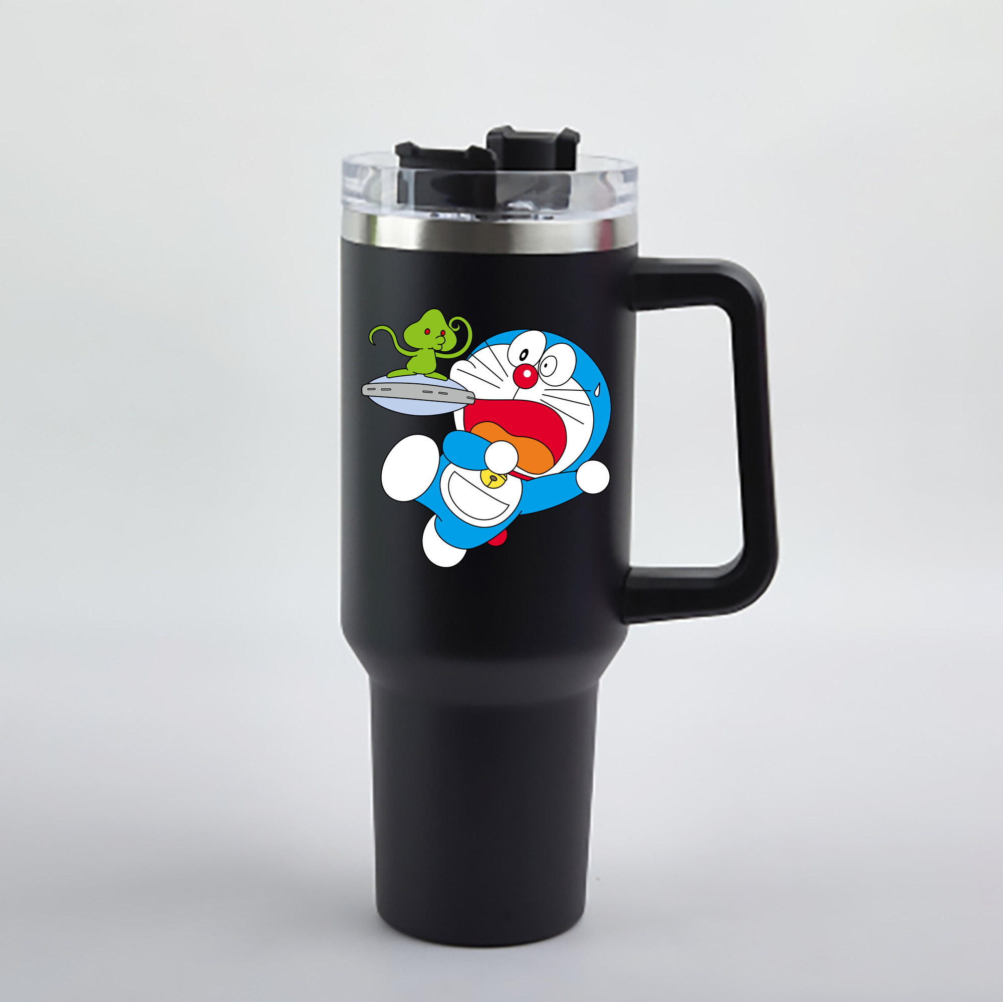 （画像用） ドラえもん Doraemon 1200mL車用タンブラー - クリスタルステッカー（プラスチックストロー付き）