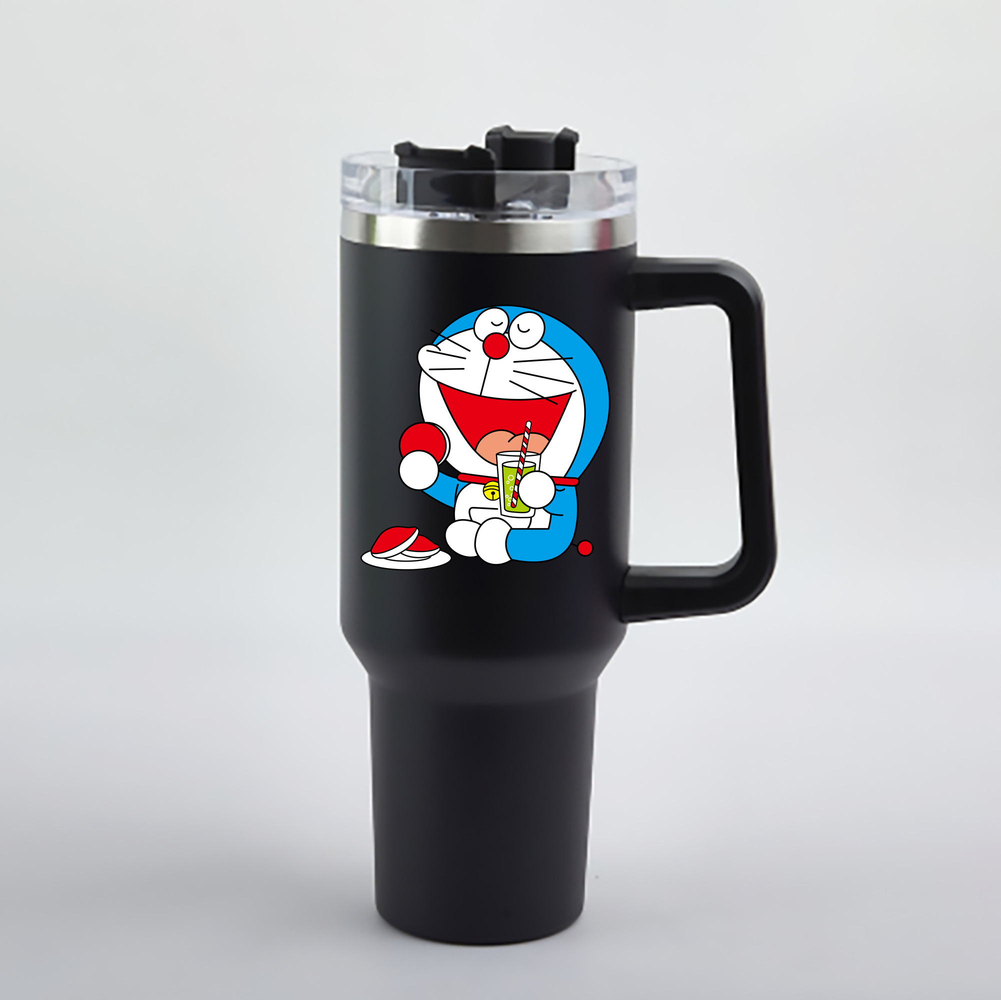 （画像用） ドラえもん Doraemon 1200mL車用タンブラー - クリスタルステッカー（プラスチックストロー付き）