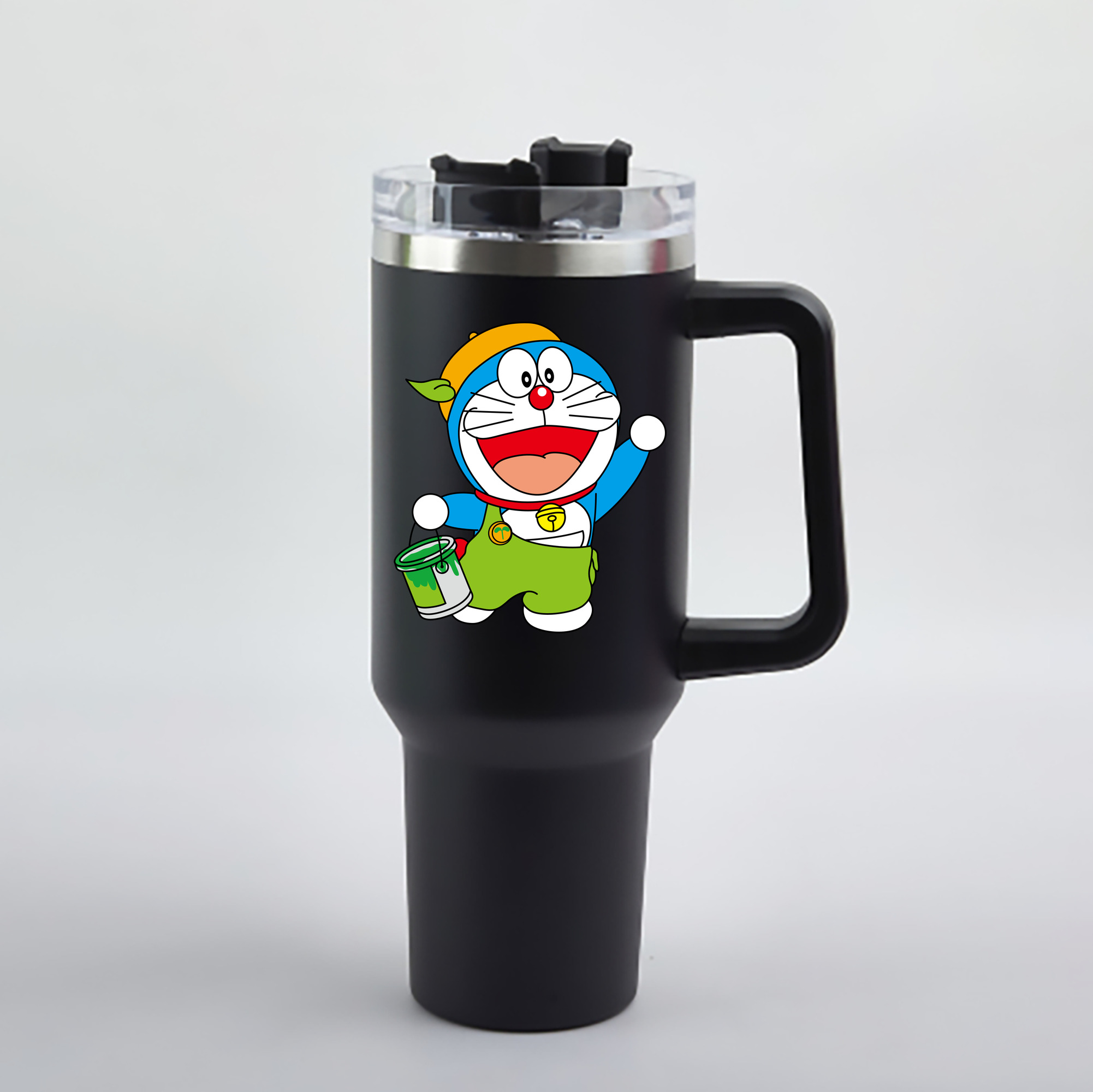 （画像用） ドラえもん Doraemon 1200mL車用タンブラー - クリスタルステッカー（プラスチックストロー付き）