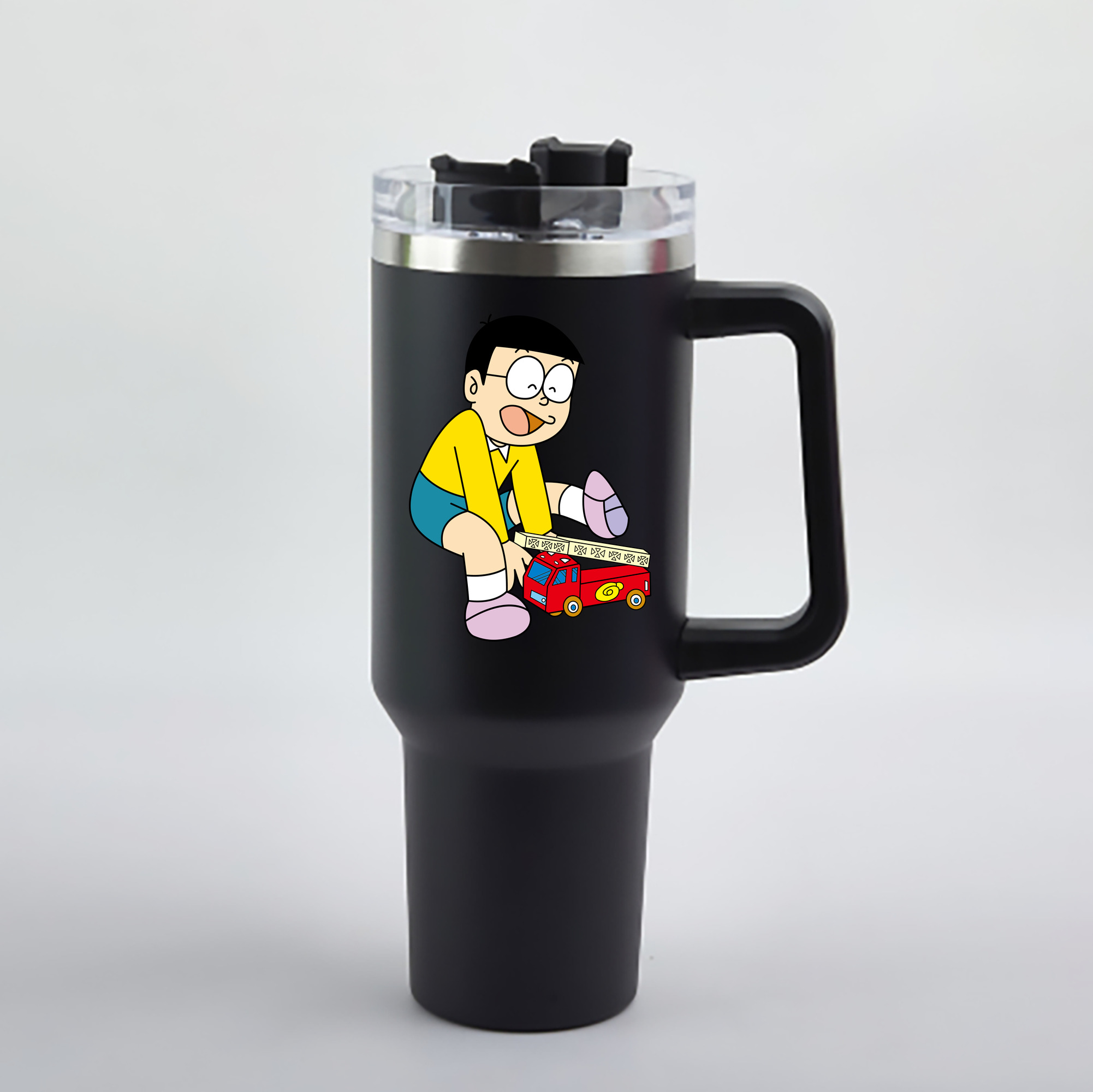 （画像用） ドラえもん 野比 のび太 Doraemon Nobita Nobi 1200mL車用タンブラー - クリスタルステッカー（プラスチックストロー付き）