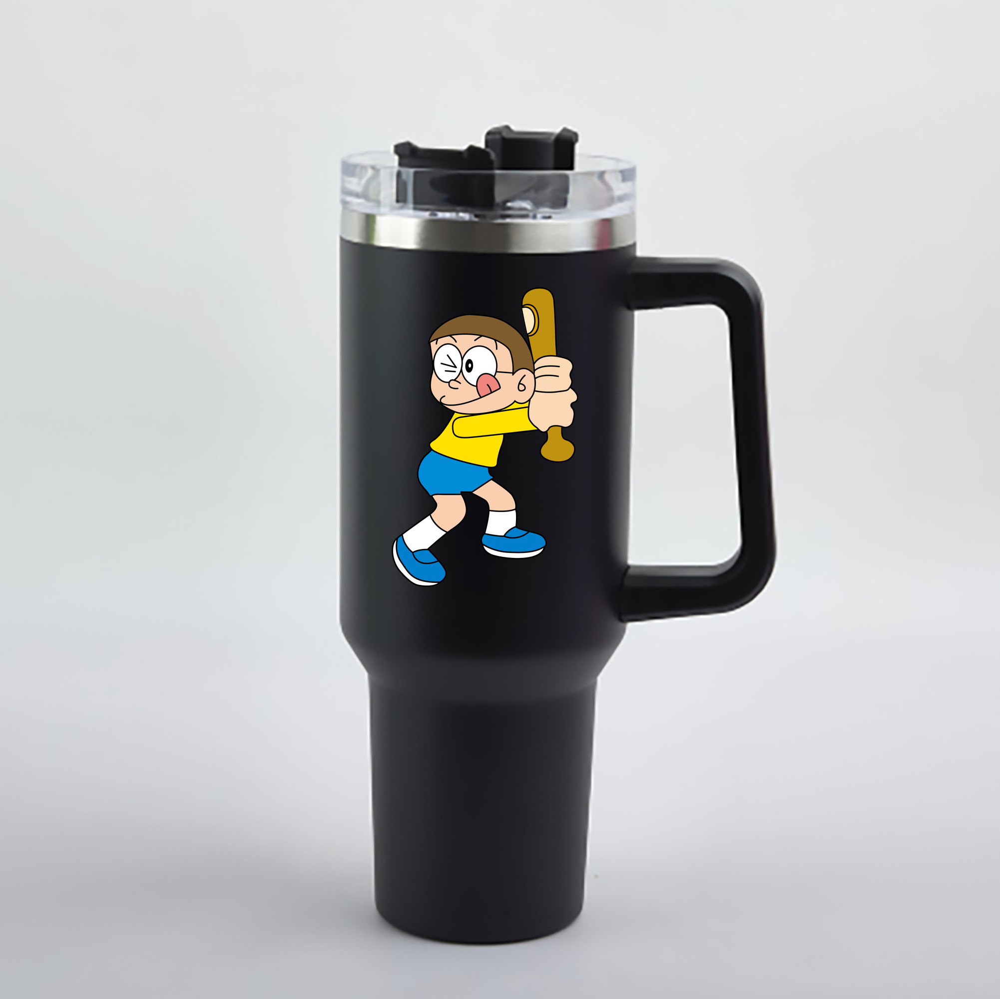 （画像用） ドラえもん 野比 のび太 Doraemon Nobita Nobi 1200mL車用タンブラー - クリスタルステッカー（プラスチックストロー付き）