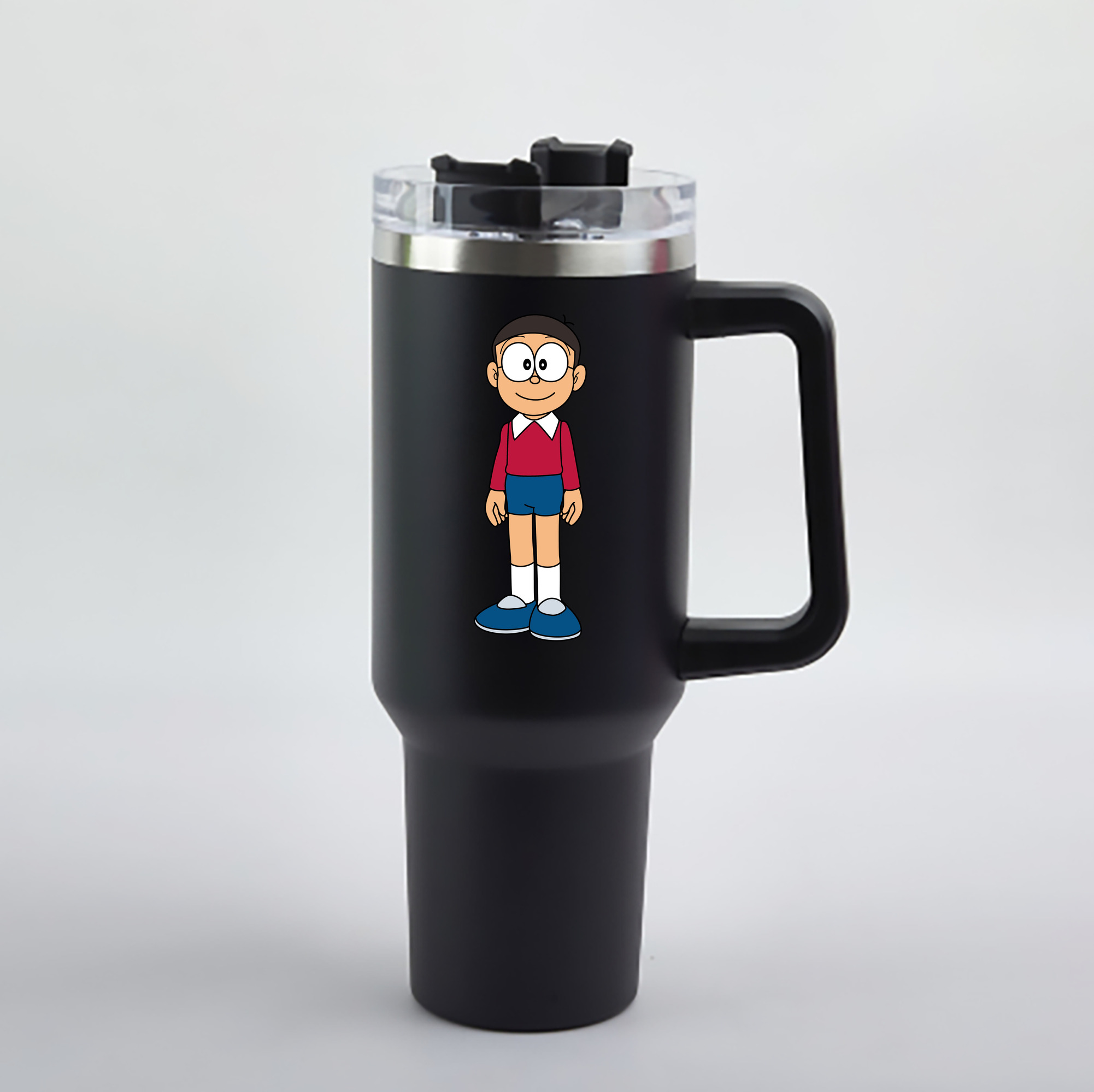 （画像用） ドラえもん 野比 のび太 Doraemon Nobita Nobi 1200mL車用タンブラー - クリスタルステッカー（プラスチックストロー付き）