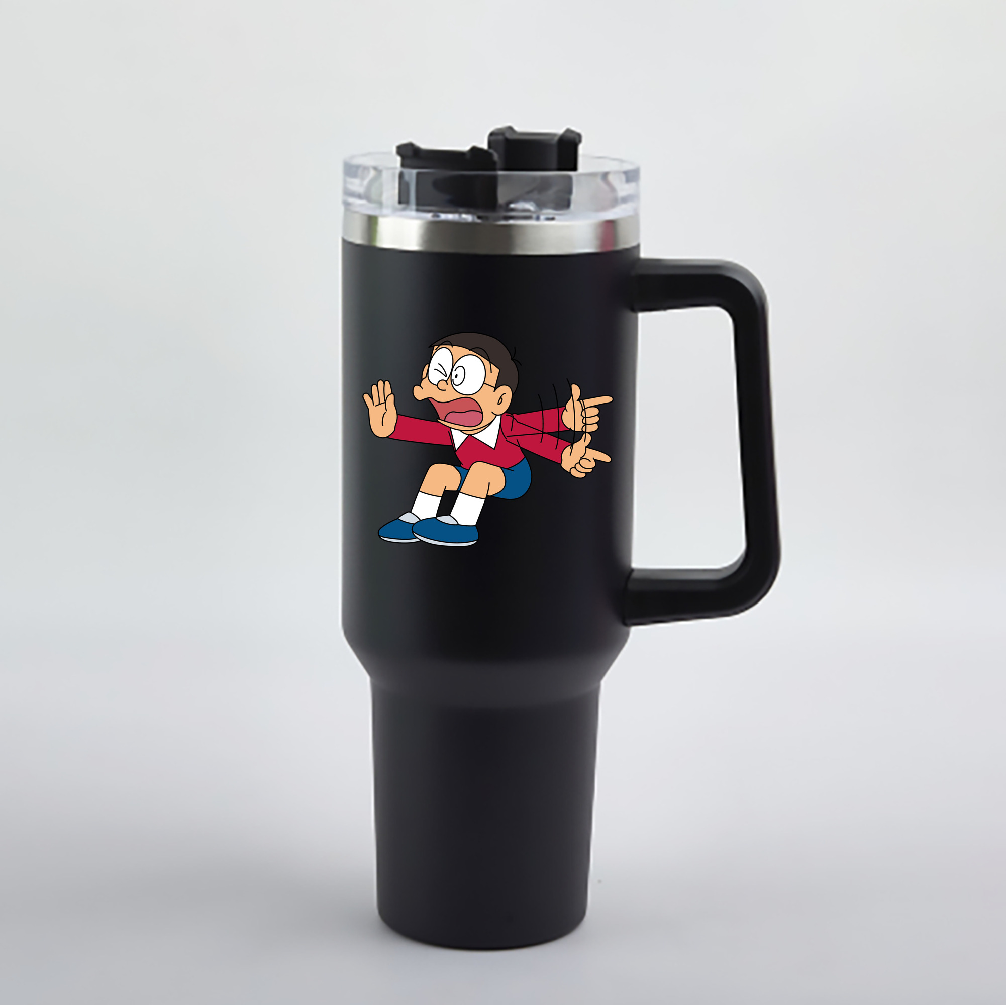 （画像用） ドラえもん 野比 のび太 Doraemon Nobita Nobi 1200mL車用タンブラー - クリスタルステッカー（プラスチックストロー付き）