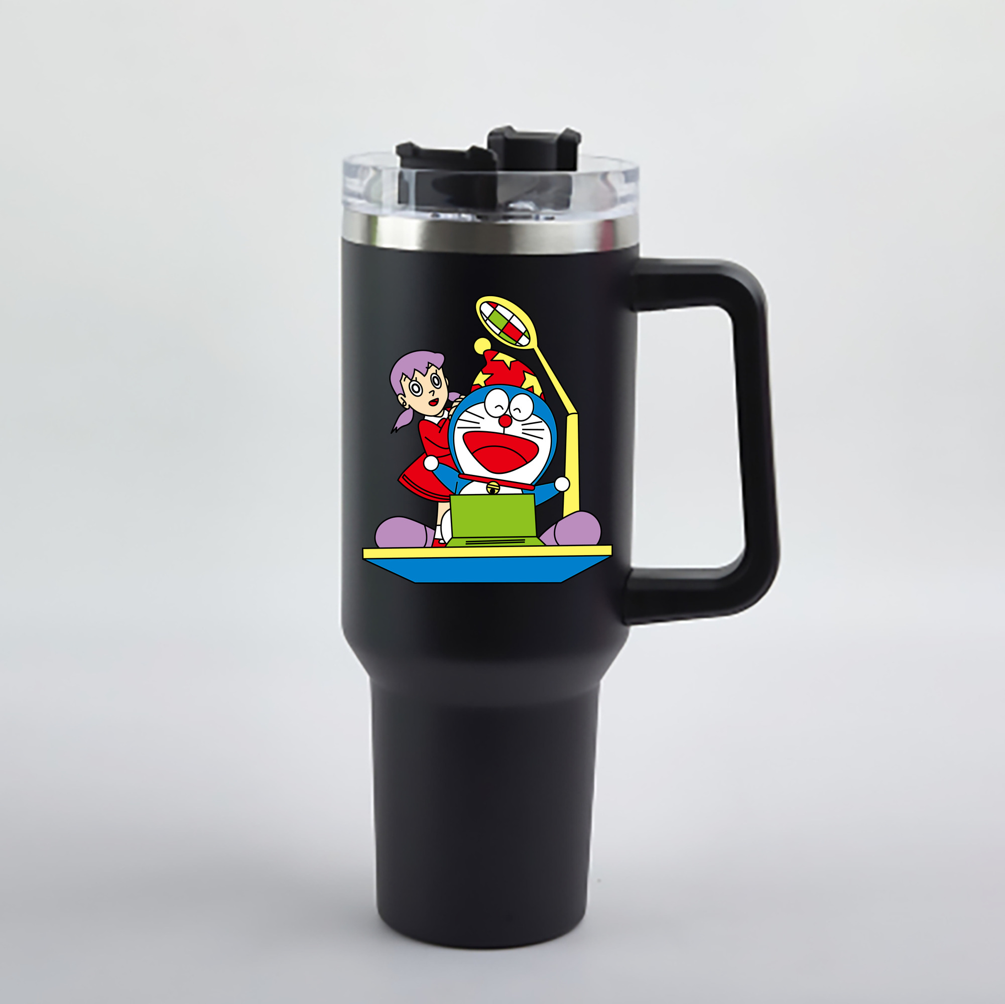 （画像用） ドラえもん みなもと しずか Doraemon Shizuka Minamoto 1200mL車用タンブラー - クリスタルステッカー（プラスチックストロー付き）