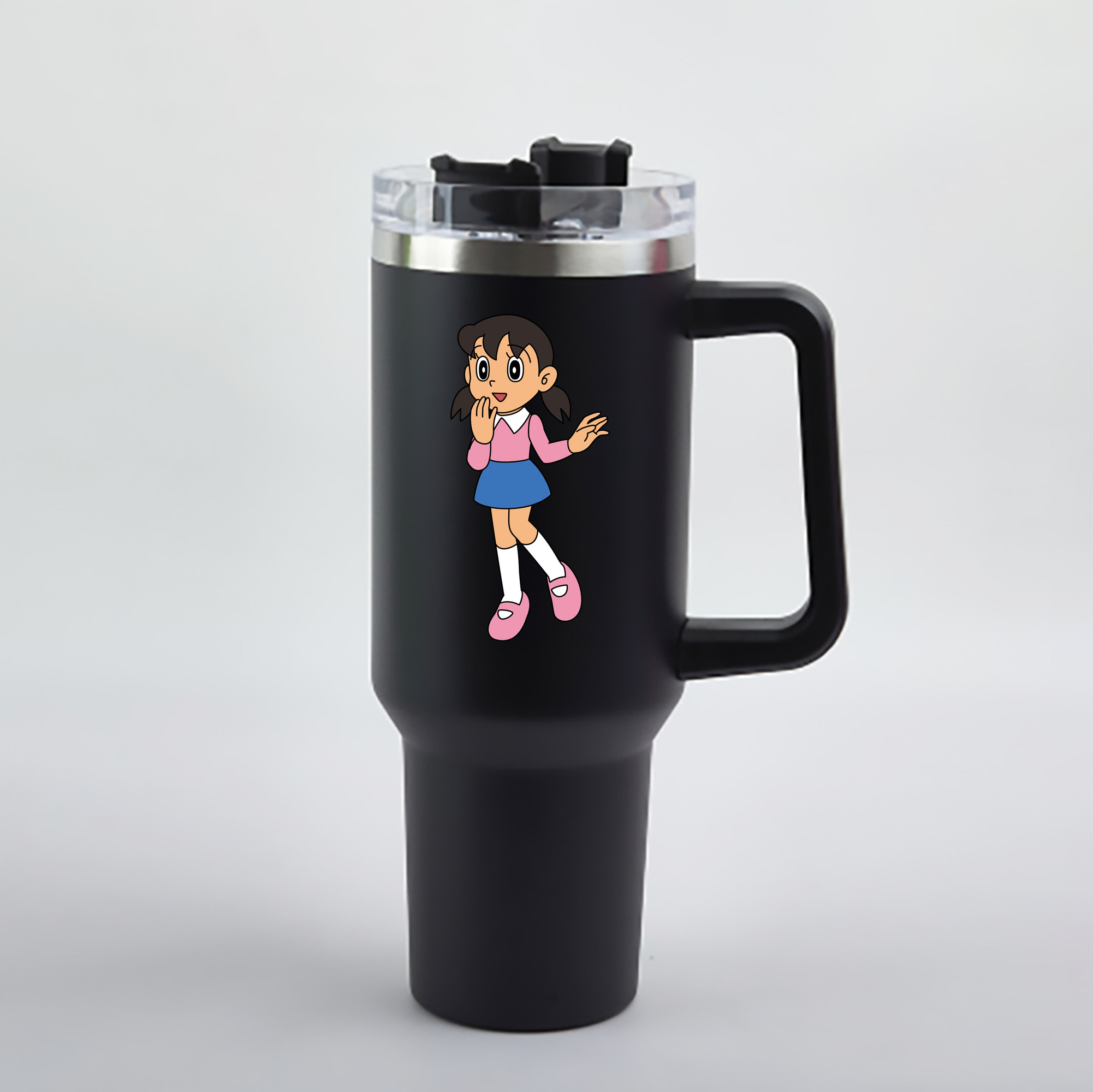 （画像用） ドラえもん みなもと しずか Doraemon Shizuka Minamoto 1200mL車用タンブラー - クリスタルステッカー（プラスチックストロー付き）