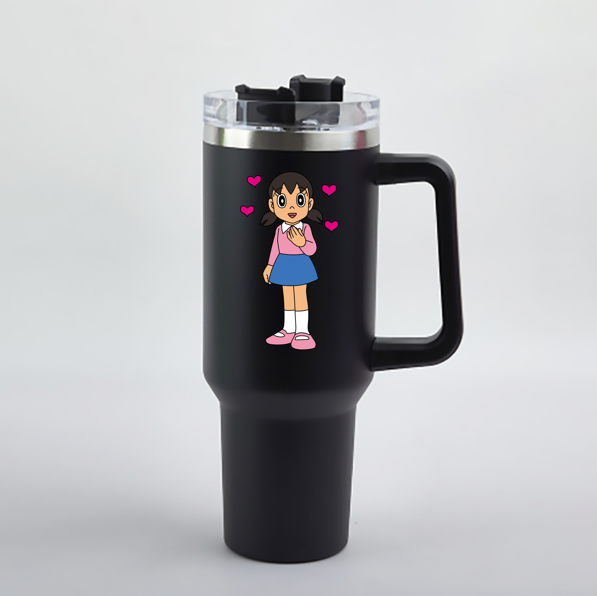 （画像用） ドラえもん みなもと しずか Doraemon Shizuka Minamoto 1200mL車用タンブラー - クリスタルステッカー（プラスチックストロー付き）