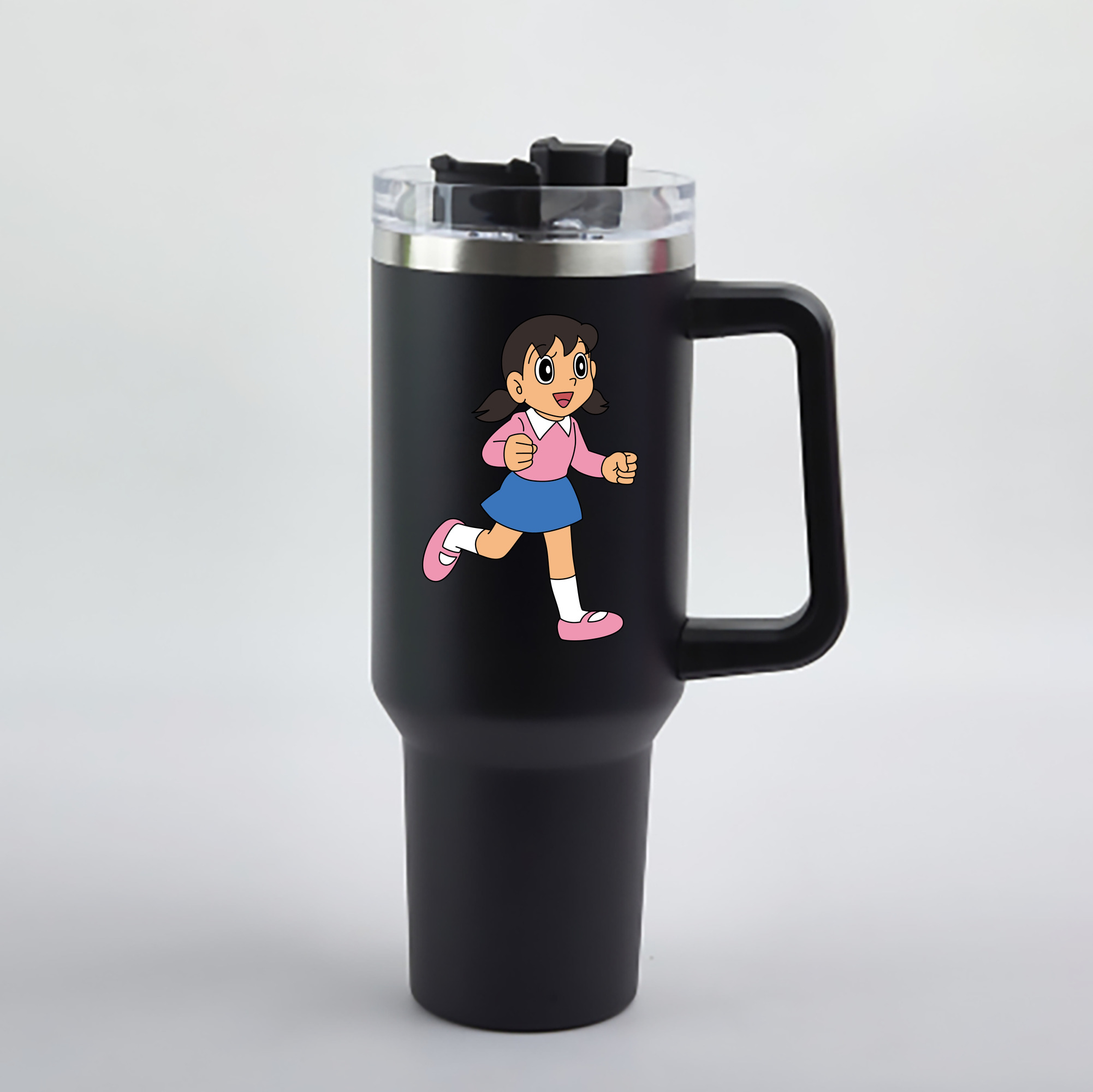 （画像用） ドラえもん みなもと しずか Doraemon Shizuka Minamoto 1200mL車用タンブラー - クリスタルステッカー（プラスチックストロー付き）