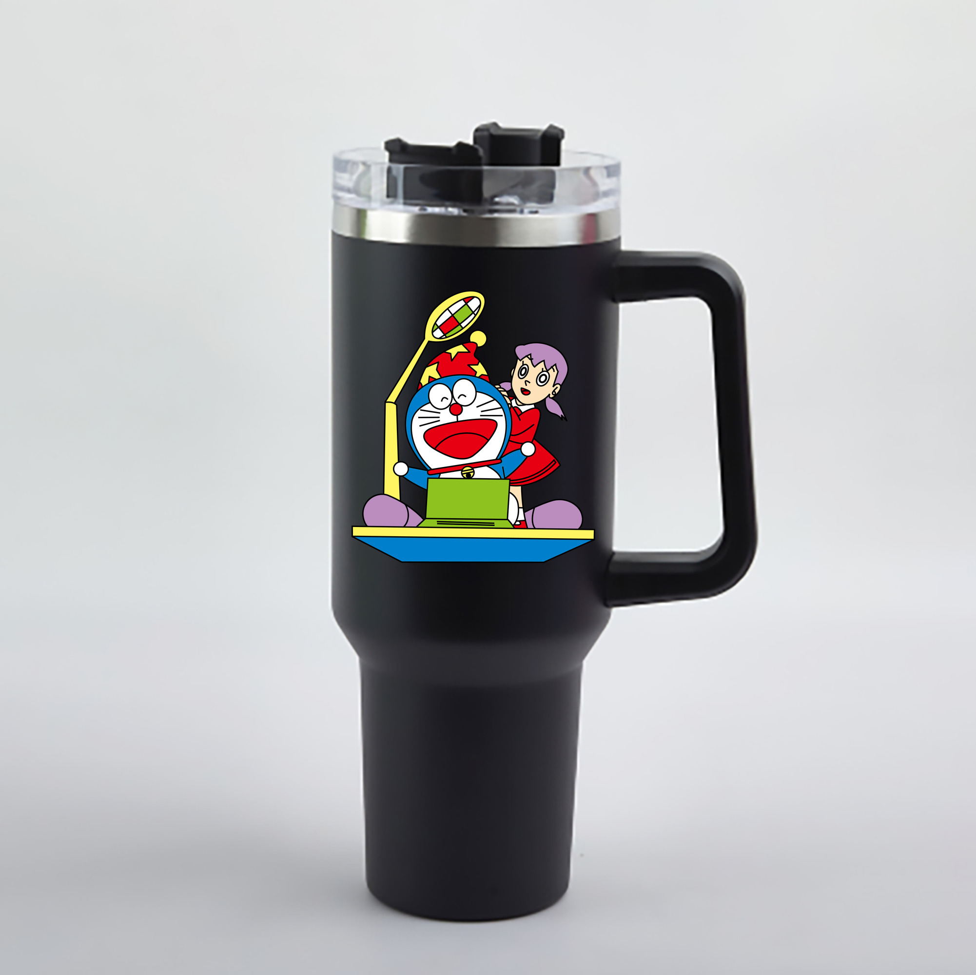 （画像用） ドラえもん みなもと しずか Doraemon Shizuka Minamoto 1200mL車用タンブラー - クリスタルステッカー（プラスチックストロー付き）