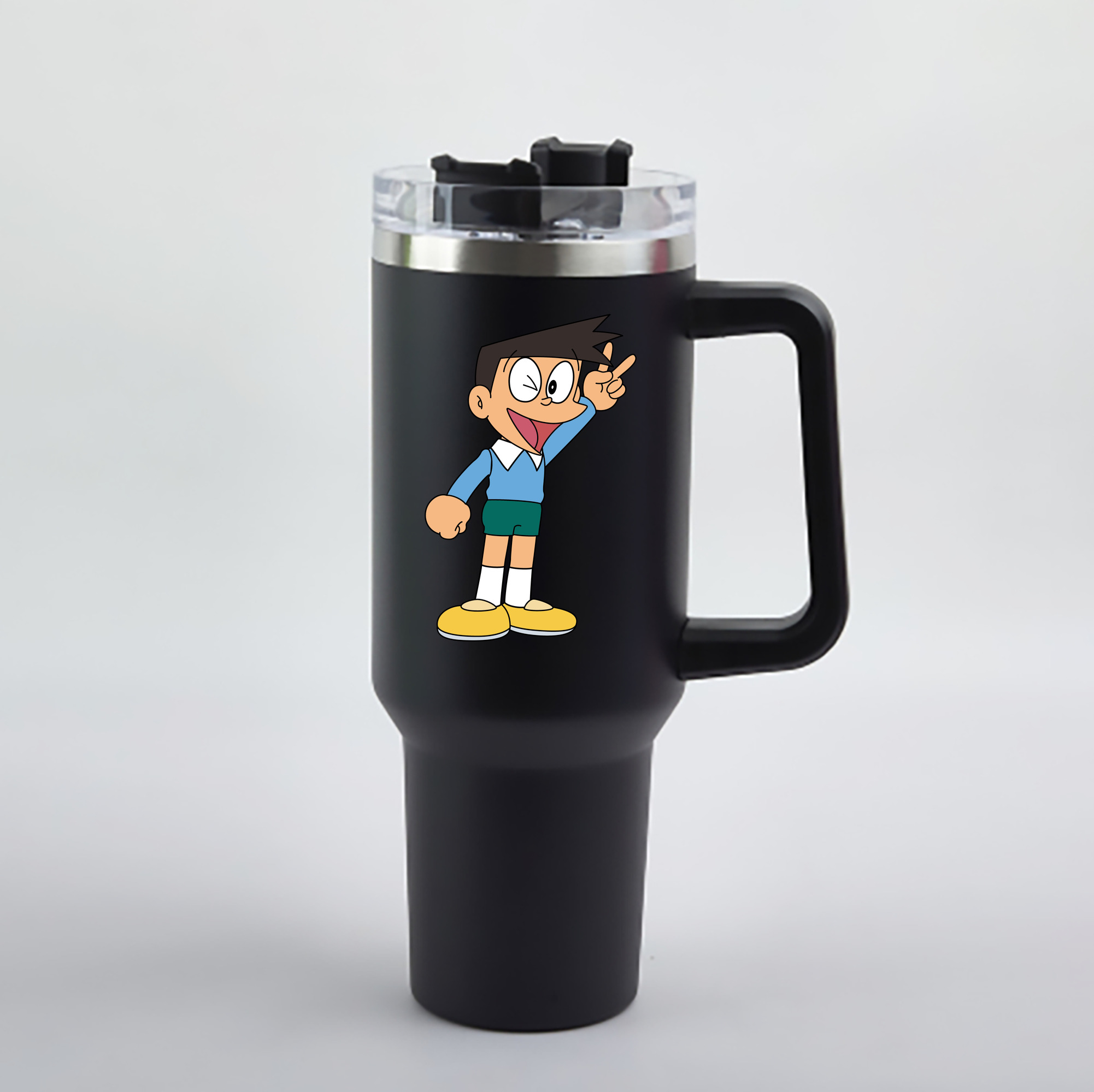 （画像用） ドラえもん 骨川 スネ夫 Doraemon Honekawa Suneo 1200mL車用タンブラー - クリスタルステッカー（プラスチックストロー付き）