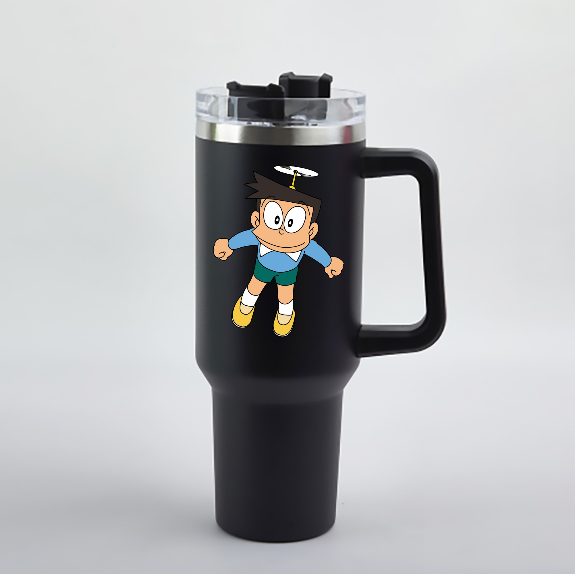 （画像用） ドラえもん 骨川 スネ夫 Doraemon Honekawa Suneo 1200mL車用タンブラー - クリスタルステッカー（プラスチックストロー付き）