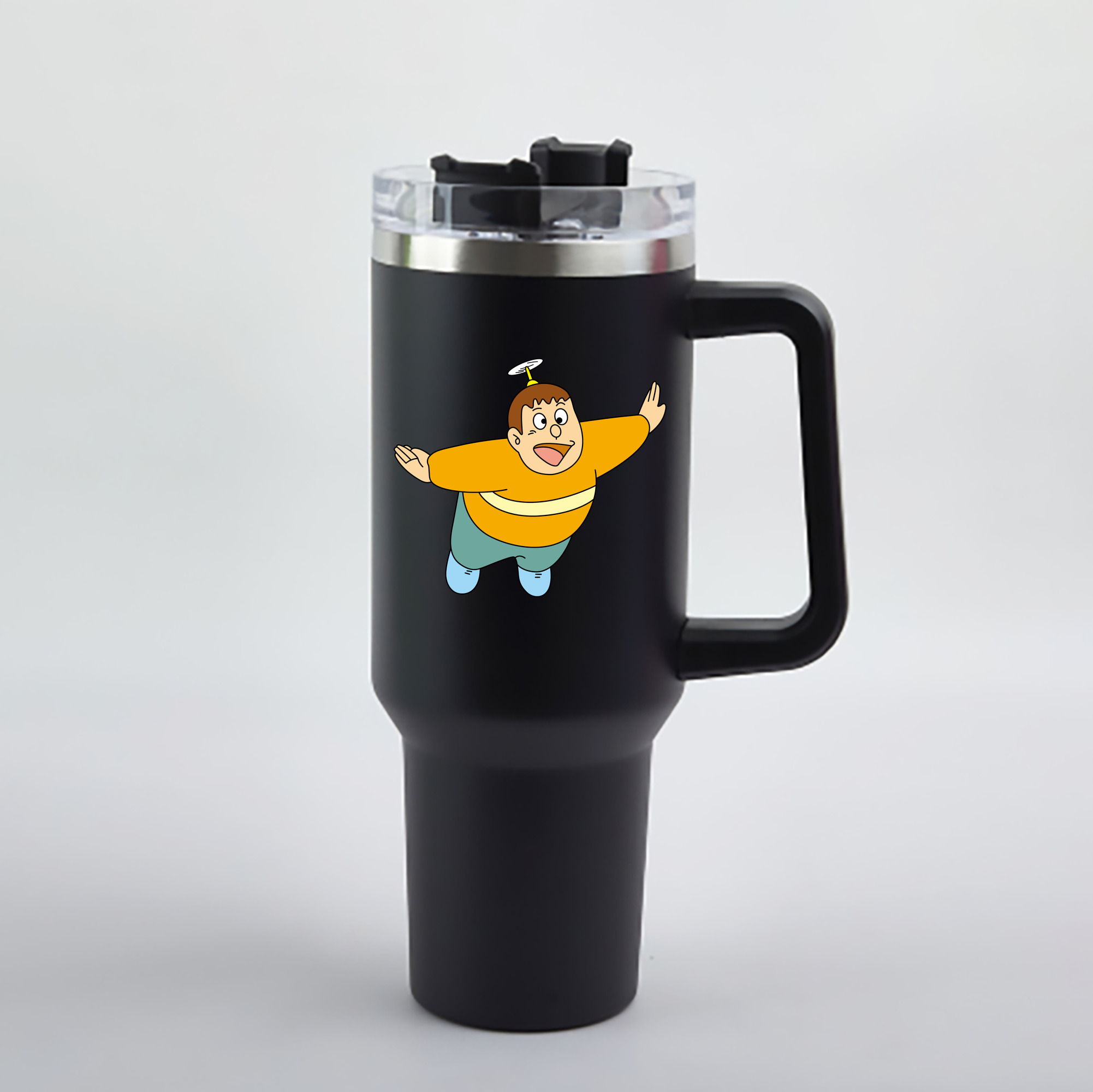 （画像用） ドラえもん 剛田武 Doraemon Gouta Takeshi 1200mL車用タンブラー - クリスタルステッカー（プラスチックストロー付き）