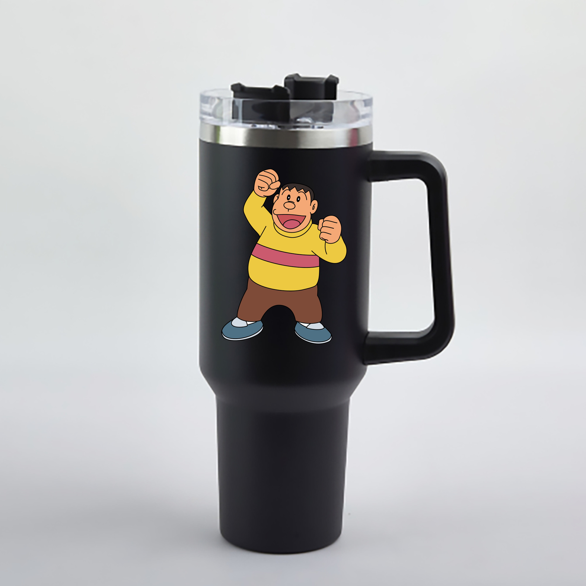 （画像用） ドラえもん 剛田武 Doraemon Gouta Takeshi 1200mL車用タンブラー - クリスタルステッカー（プラスチックストロー付き）