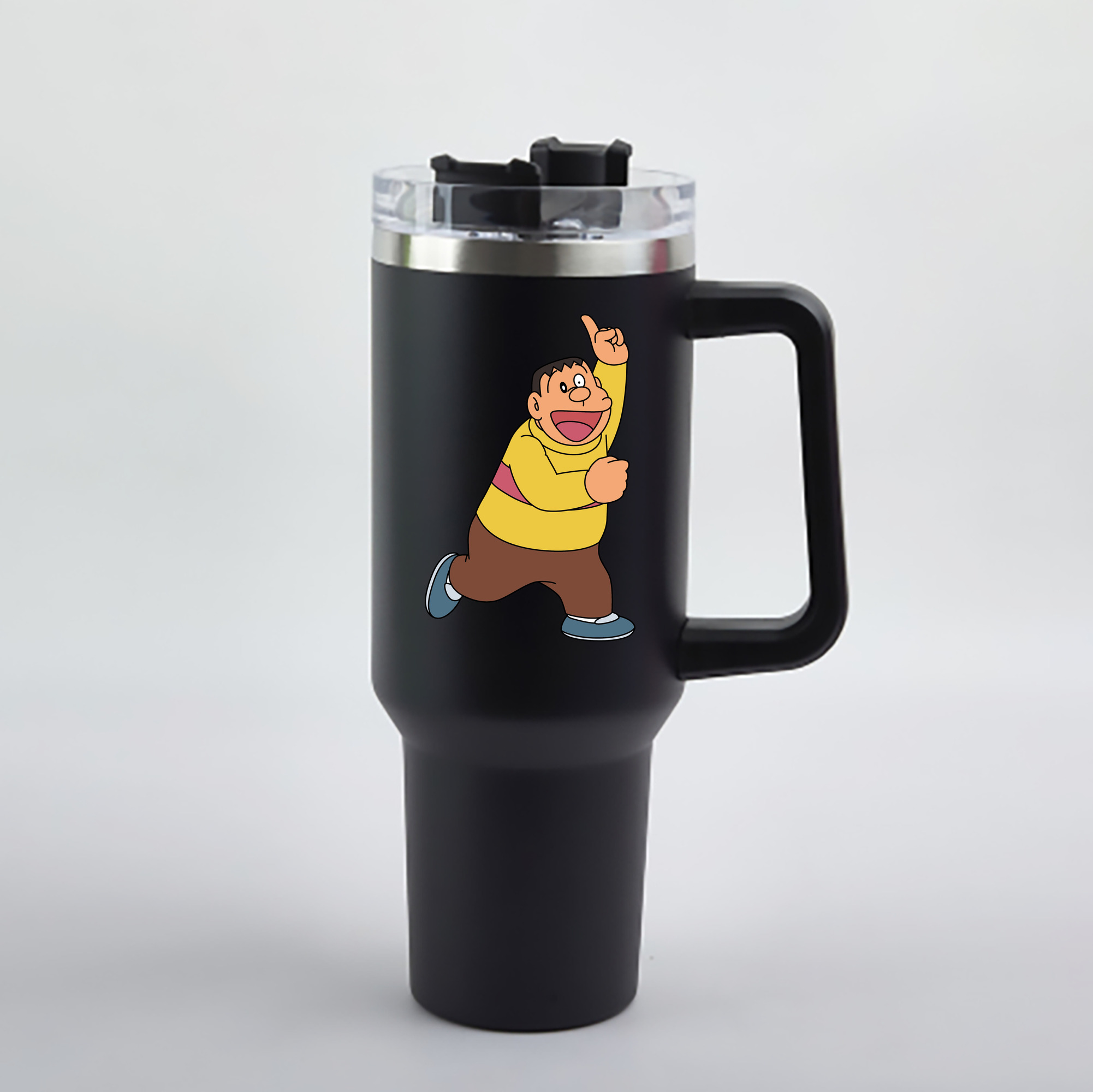 （画像用） ドラえもん 剛田武 Doraemon Gouta Takeshi 1200mL車用タンブラー - クリスタルステッカー（プラスチックストロー付き）