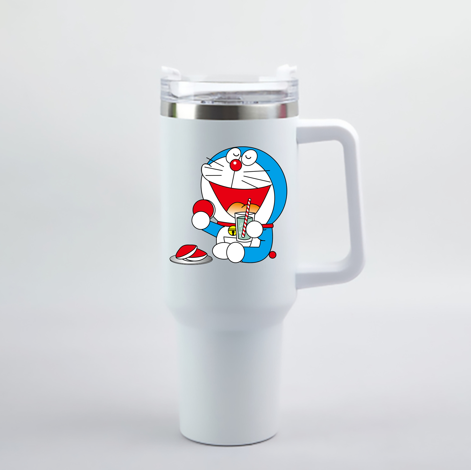 （画像用） ドラえもん Doraemon 1200mL車用タンブラー - クリスタルステッカー（プラスチックストロー付き）