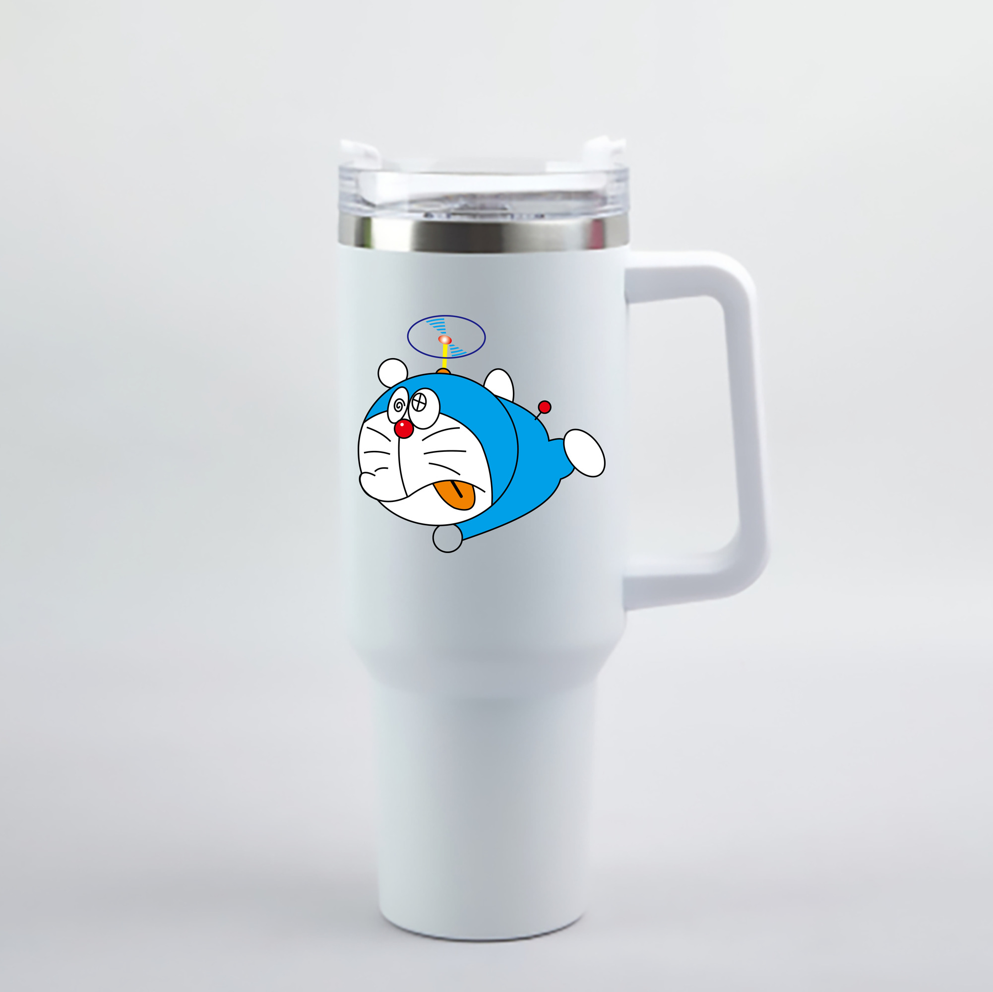 （画像用） ドラえもん Doraemon 1200mL車用タンブラー - クリスタルステッカー（プラスチックストロー付き）