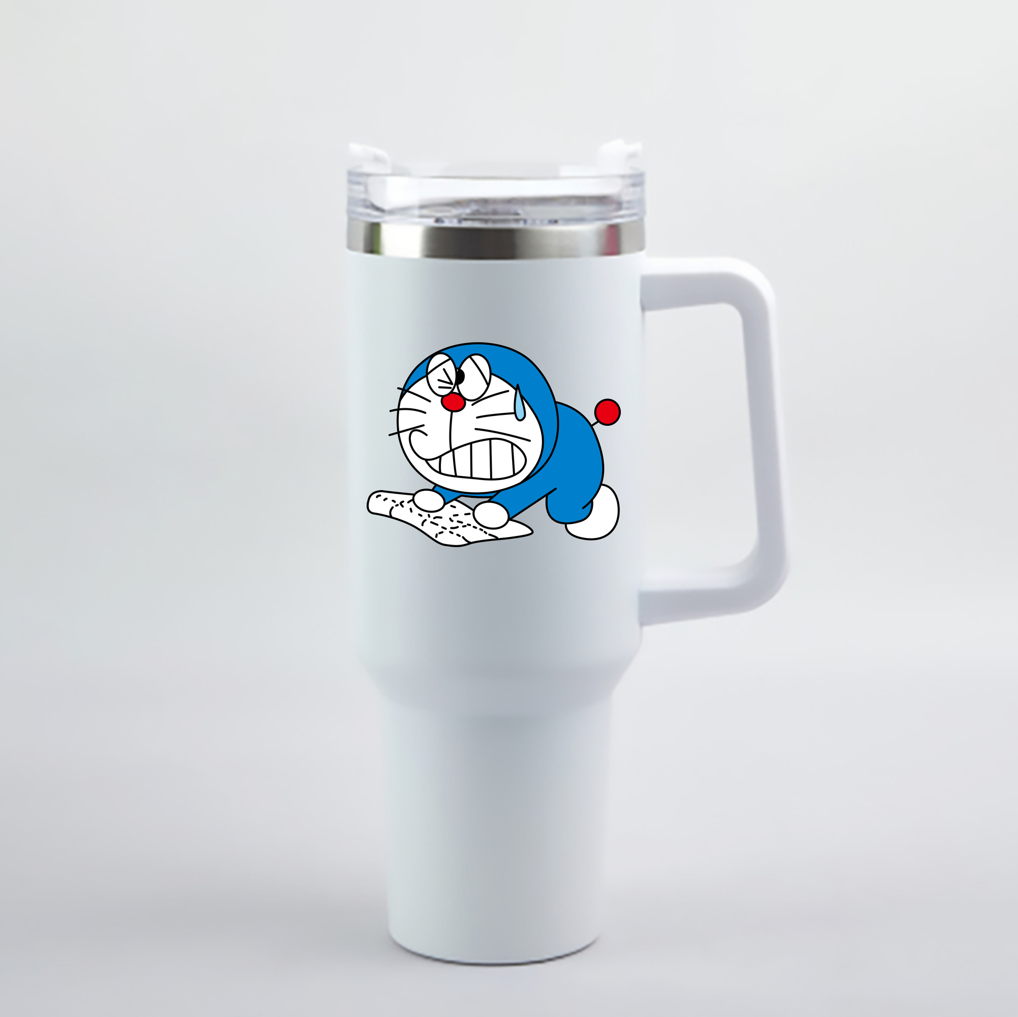 （画像用） ドラえもん Doraemon 1200mL車用タンブラー - クリスタルステッカー（プラスチックストロー付き）