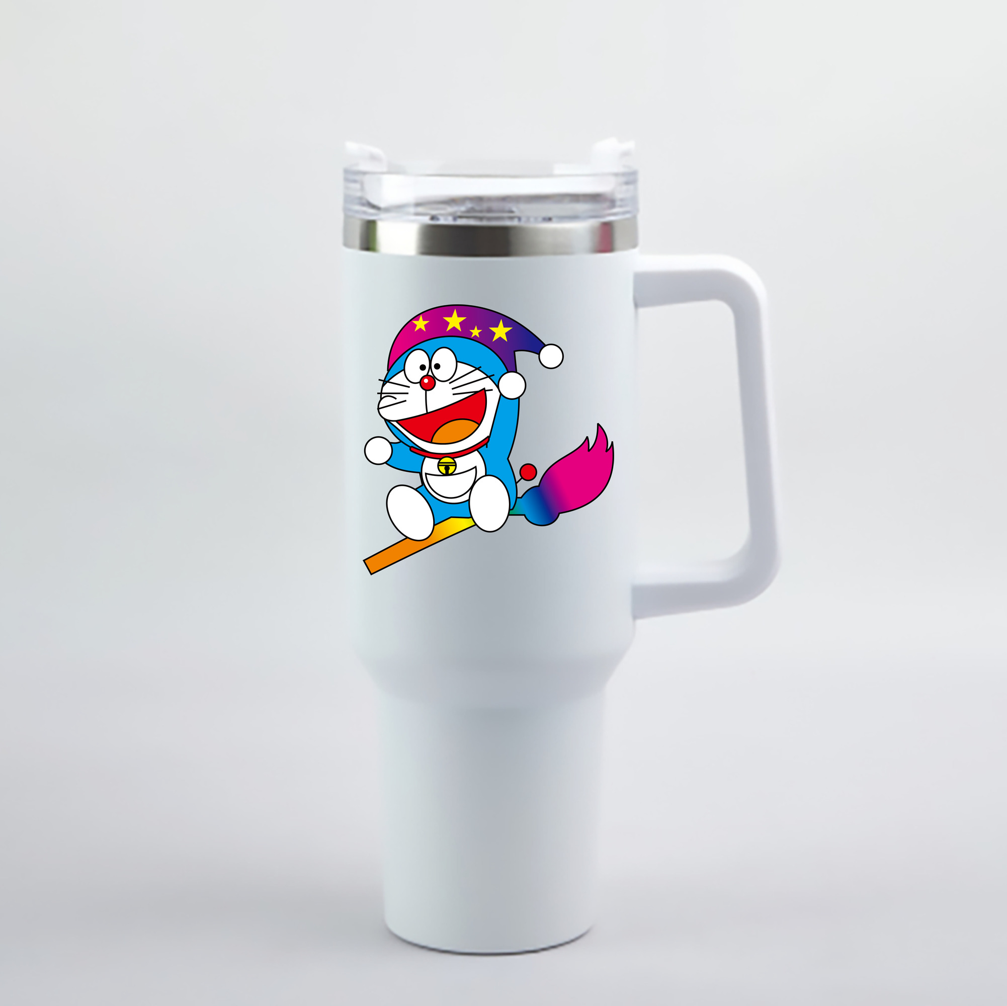 （画像用） ドラえもん Doraemon 1200mL車用タンブラー - クリスタルステッカー（プラスチックストロー付き）