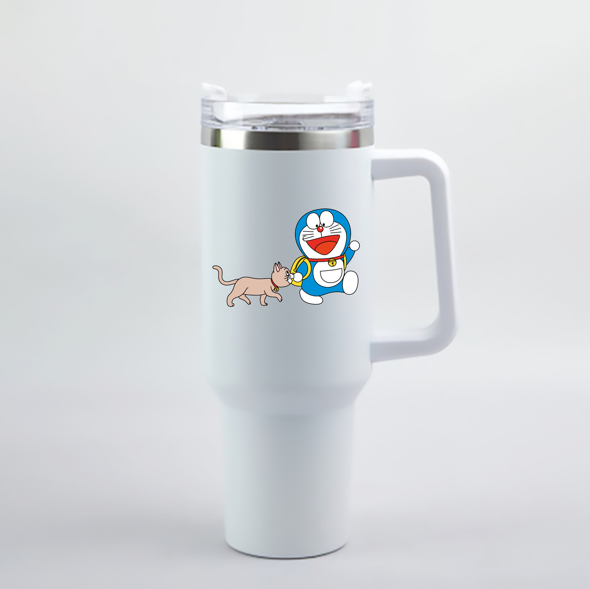 （画像用） ドラえもん Doraemon 1200mL車用タンブラー - クリスタルステッカー（プラスチックストロー付き）